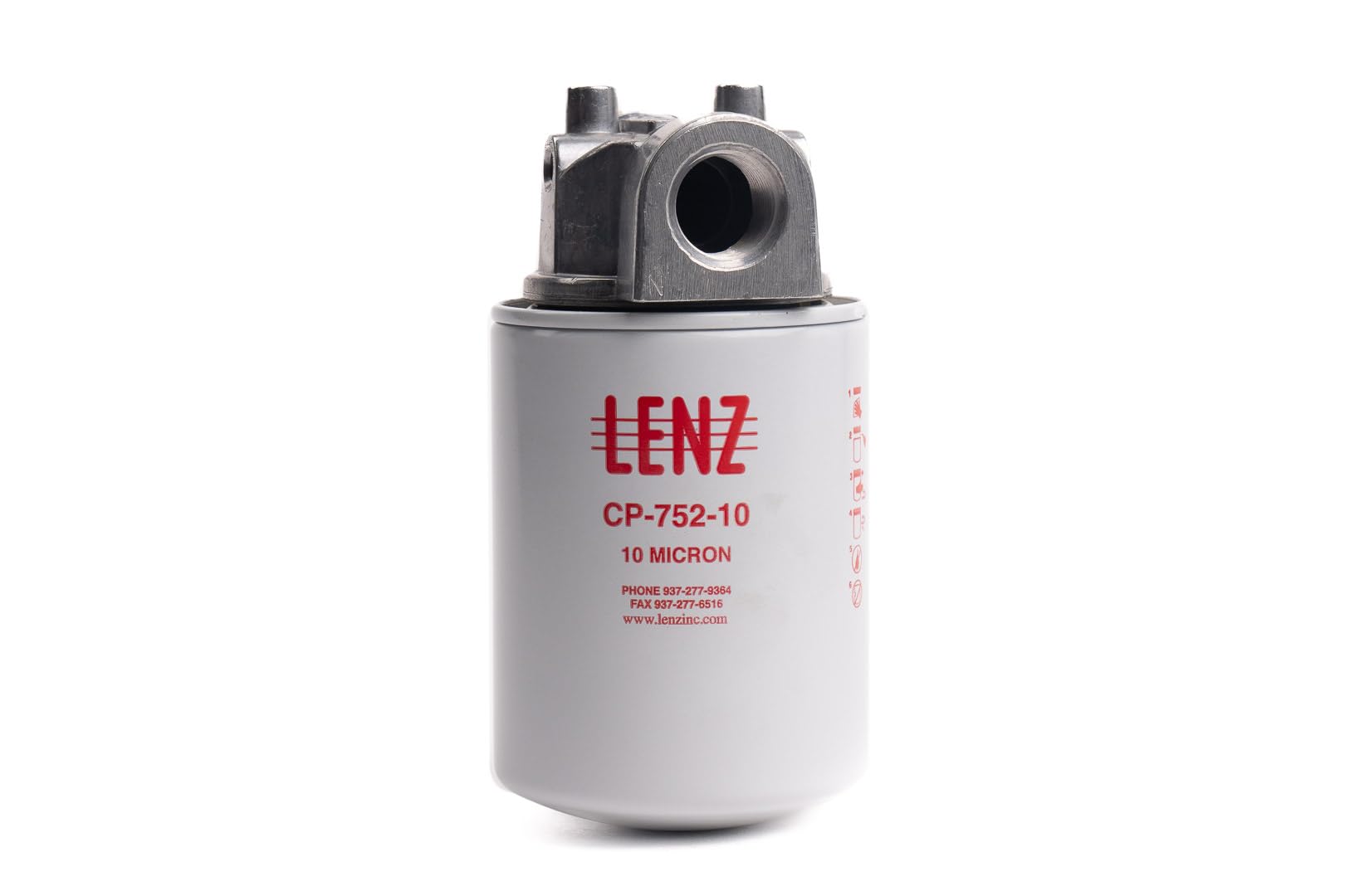 LENZ Industrial Spin-On Filter Assembly CP-750-10P – 10 Micron Hydraulic Oil Filter – 100 PSI Max Pressure, 20 GPM Flow Rate, 3/4