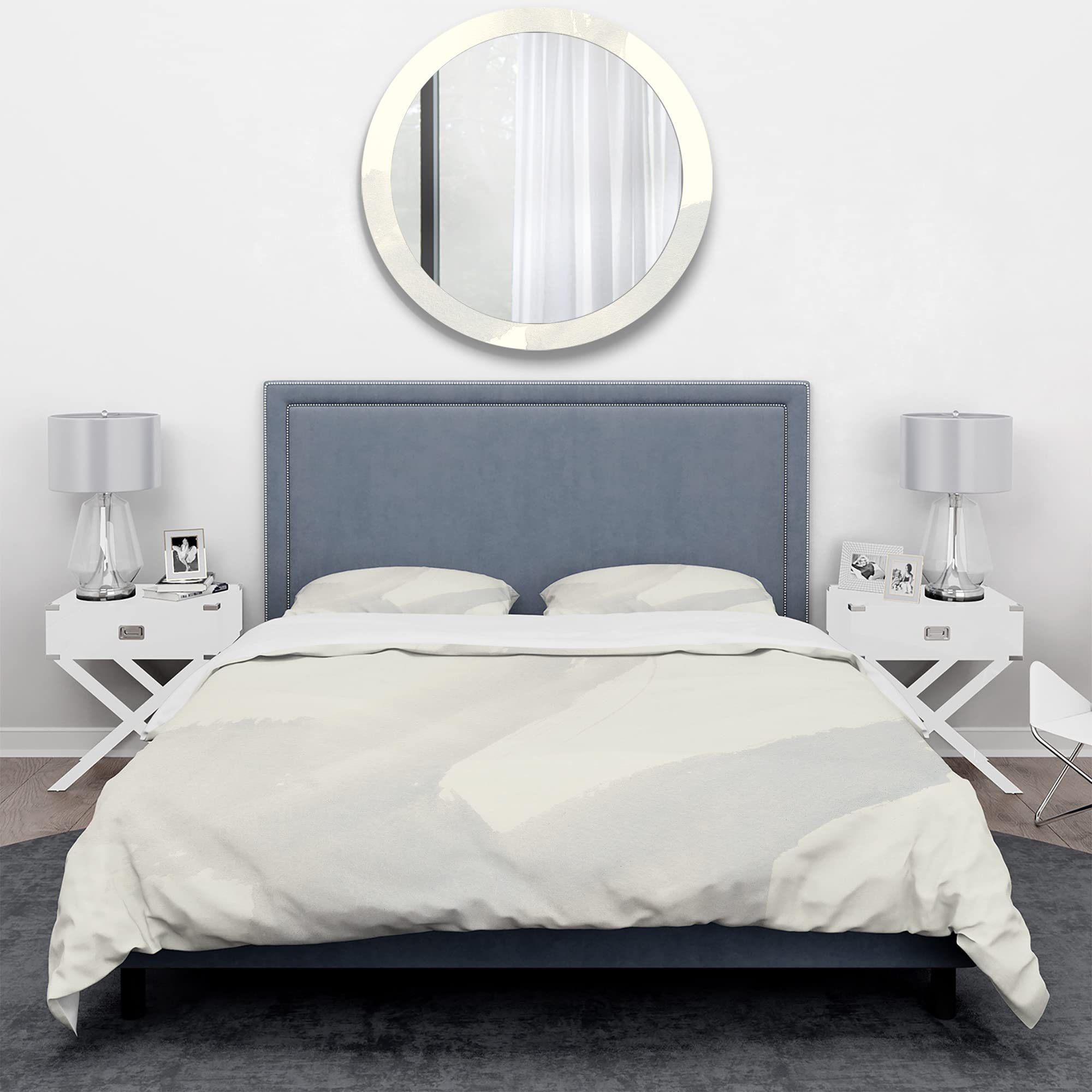 DesignQ Minimal Geometric Zen III Modern & Contemporary King Duvet Cover Set - 3 Piece Abstract Bedding in Grey | All Season Luxury Bedding for Master Bedroom & Guest Room Decor