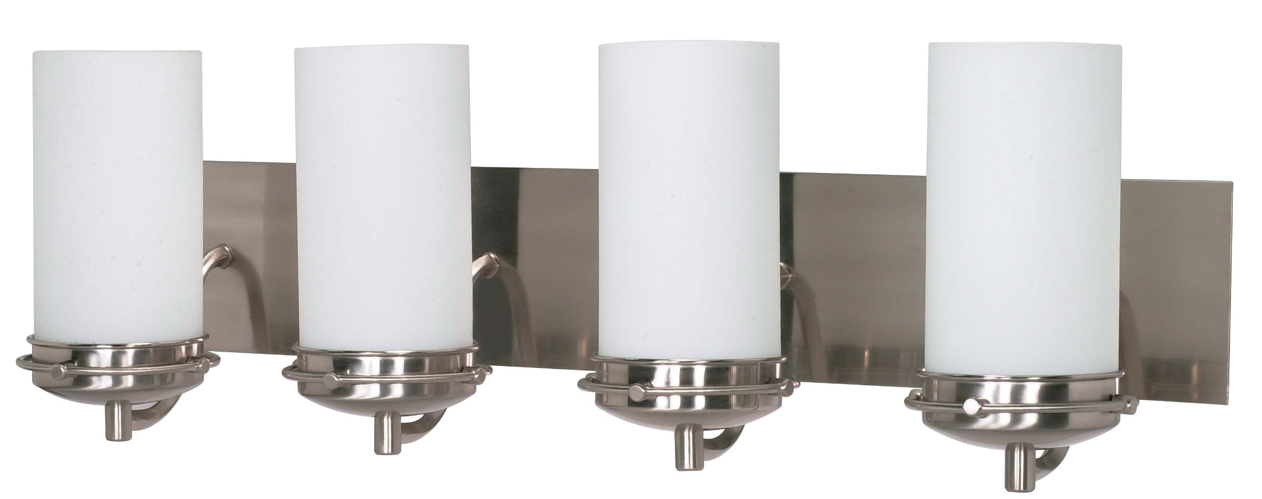 Nuvo 60/497 4-Light Bathroom Vanity Fixture - Energy Star Certified, Polished White/Nickel, Back/Side Mount, Silver - Perfect for Modern Bathroom Lighting and Makeup Vanity Areas