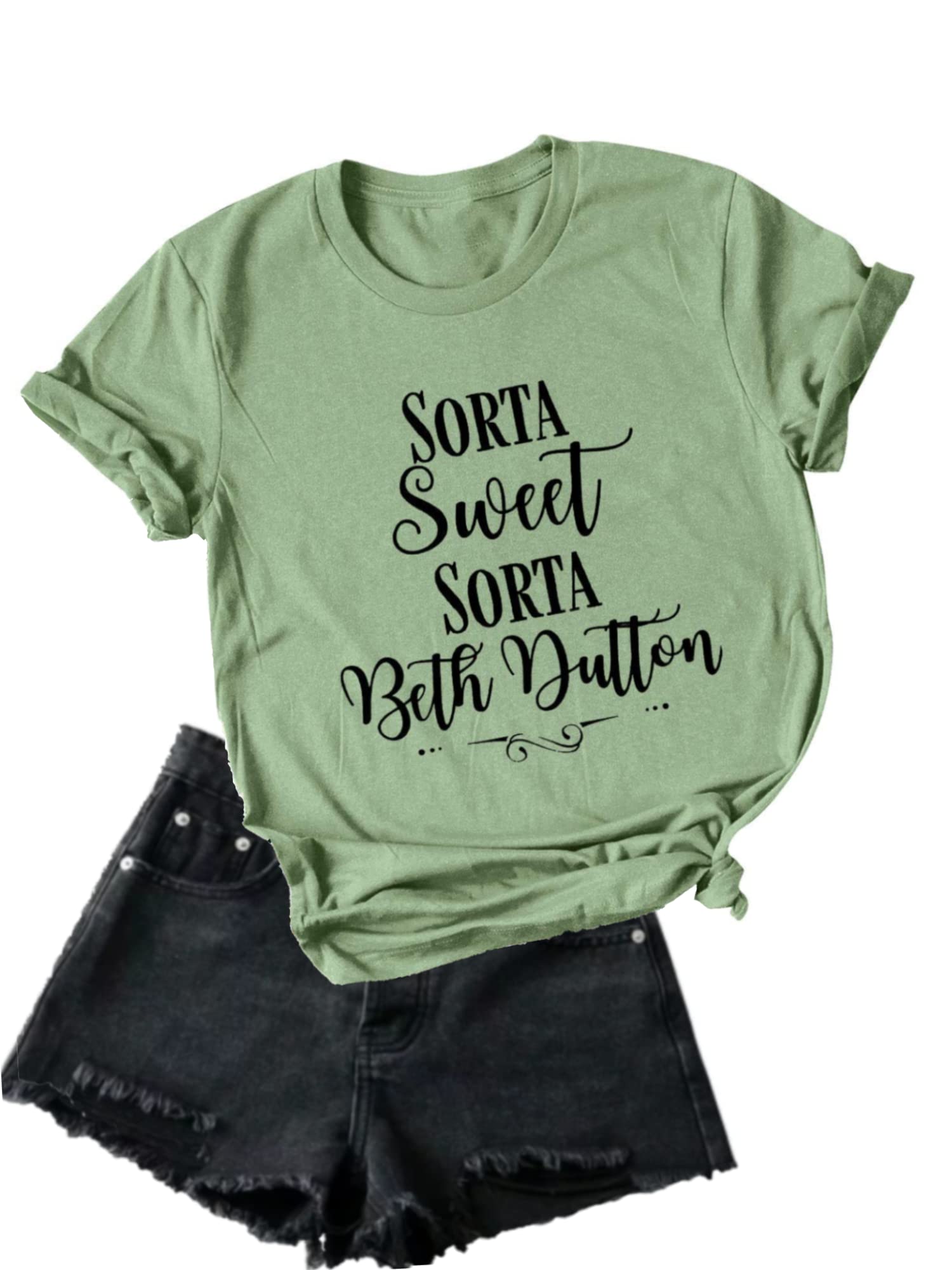 Vintage Cowgirl Graphic Tee - Sorta Sweet Sorta Beth Dutton Inspired Women's T-Shirt | Country Western Style Summer Blouse for Rodeo, Concert & Casual Wear