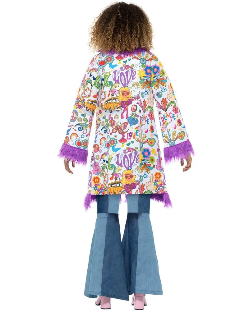 60s Groovy Hippie Women's Coat - Vintage Boho Jacket for Women - Perfect for Music Festivals & Retro Fashion
