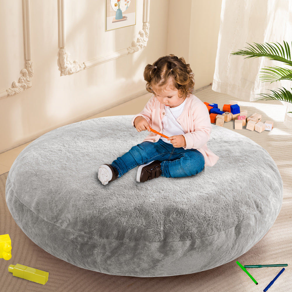 MAXYOYO 2-in-1 Kids Bean Bag Chair with Removable Floor Pillow - Soft Grey Comfy Seating for Boys & Girls - Perfect for Playroom, Bedroom or Reading Nook