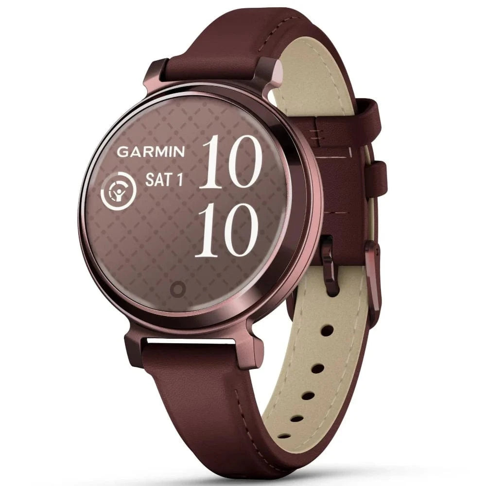Garmin Lily 2 Classic Smartwatch - Dark Bronze Stainless Steel Case with Mulberry Leather Band for Women | Fitness Tracker, Heart Rate Monitor, Sleep Tracking | Perfect for Workouts, Office & Everyday Wear