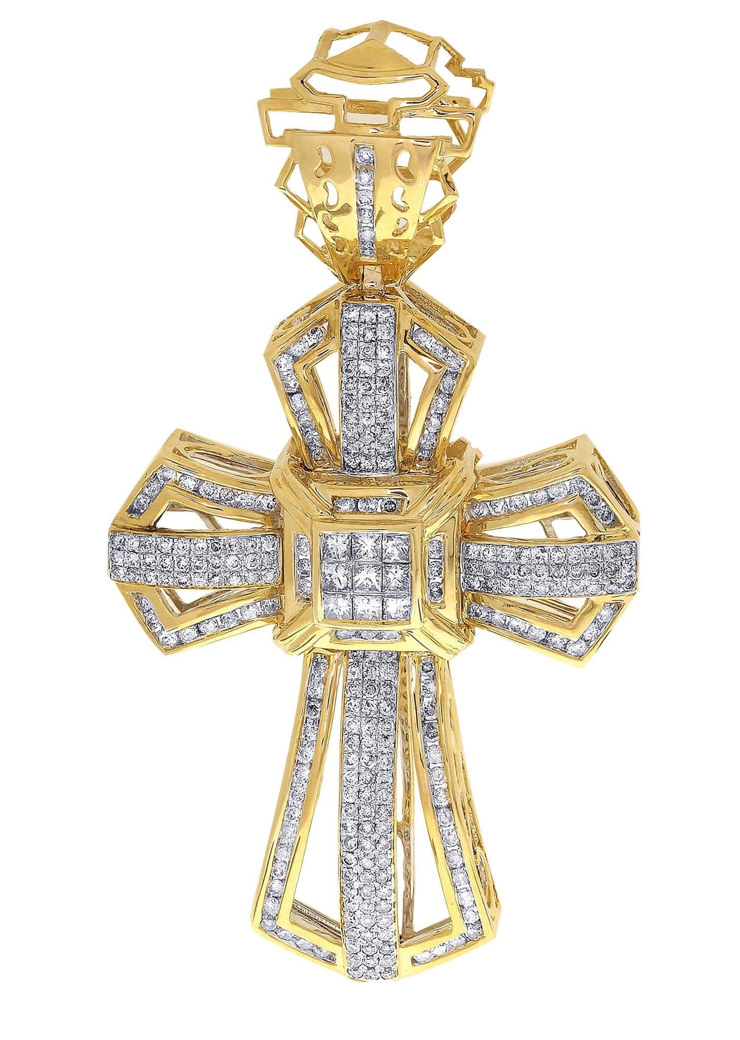 3.05 Carat Diamond Cross Pendant Necklace - 22.98 Grams Solid Gold Religious Jewelry for Women - Perfect for Baptism, First Communion & Special Occasions