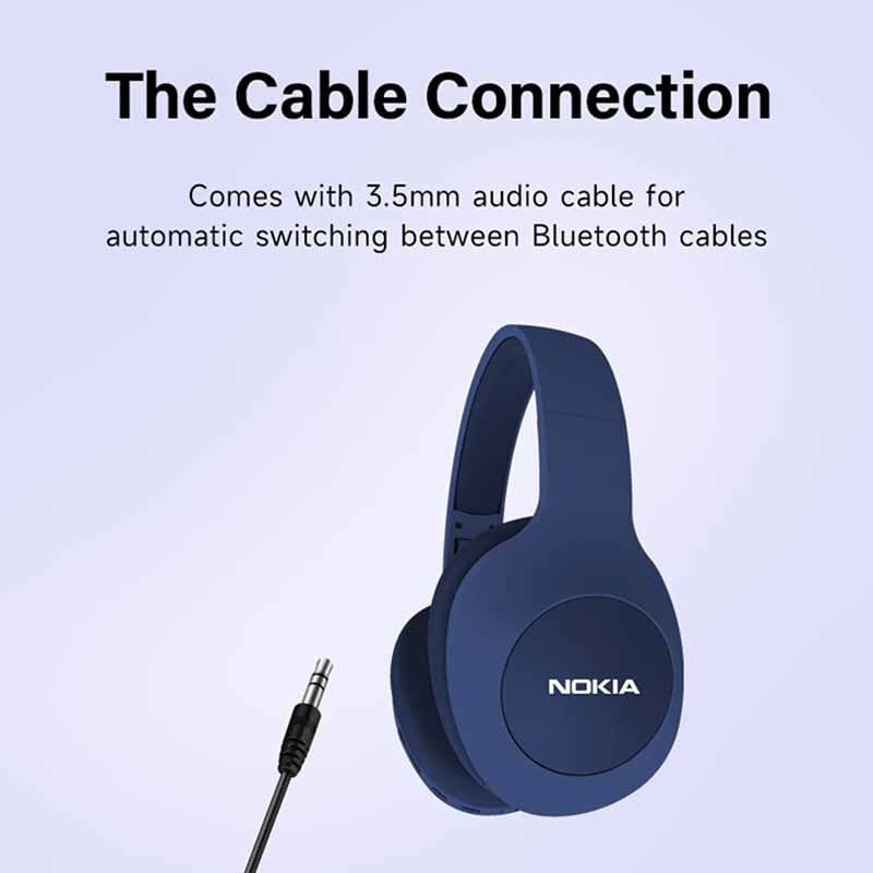Nokia E1200 Wireless Bluetooth Headphones - Noise Cancelling, 30H Battery Life - Perfect for Workouts, Commuting & Office Use