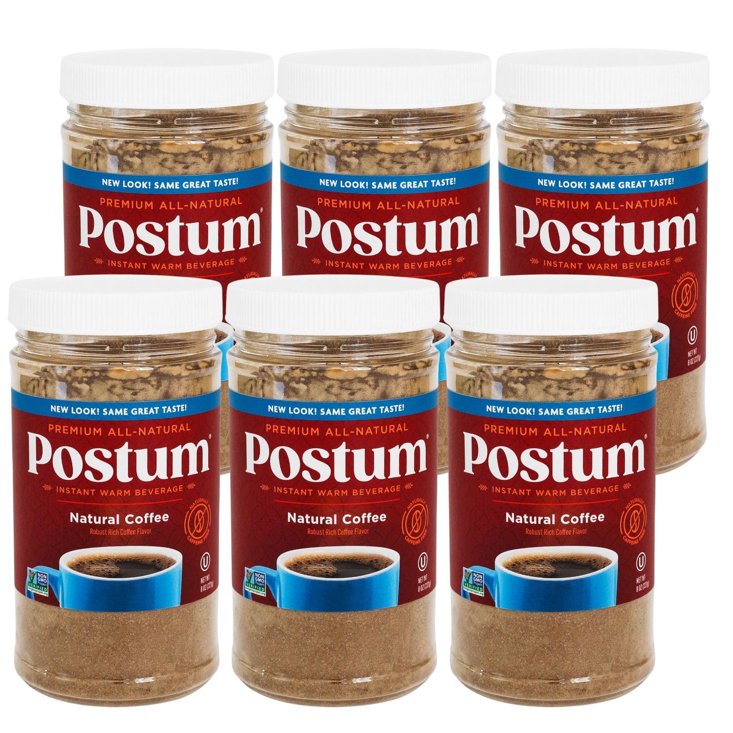 Postum Wheat Bran & Molasses Caffeine-Free Instant Coffee Substitute (6 x 8oz) | Natural Healthy Beverage for Breakfast & Pantry | Rich Flavor Dietary Drink for Coffee Lovers | Perfect for Morning Routine, Vegan Diet & Digestive Wellness