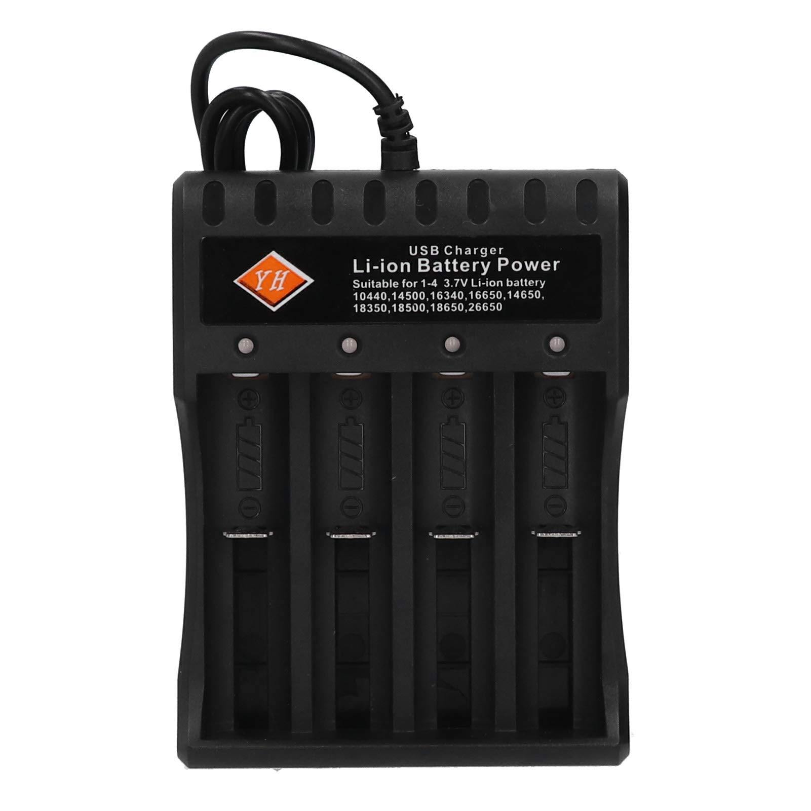 4-Slot Fast Li-ion Battery Charger for 3.7V 26650 18650 18500 18350 - Universal Charging Station for Flashlights, Vape Mods & Electronic Devices