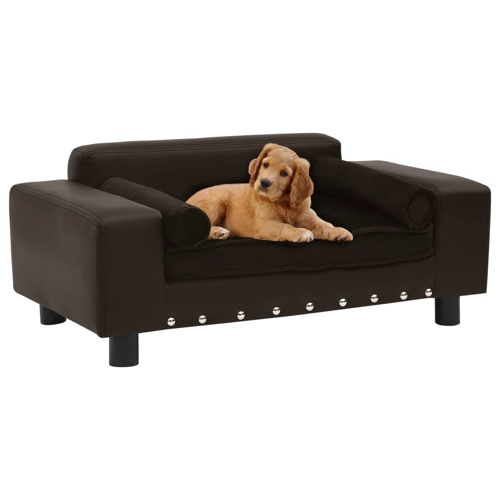 Premium Leather Pet Sofa Bed for Cats & Dogs - Non-Slip Foam Lounger with Sturdy Legs for Small/Medium Pets, Washable Cushion Cover, 31.9