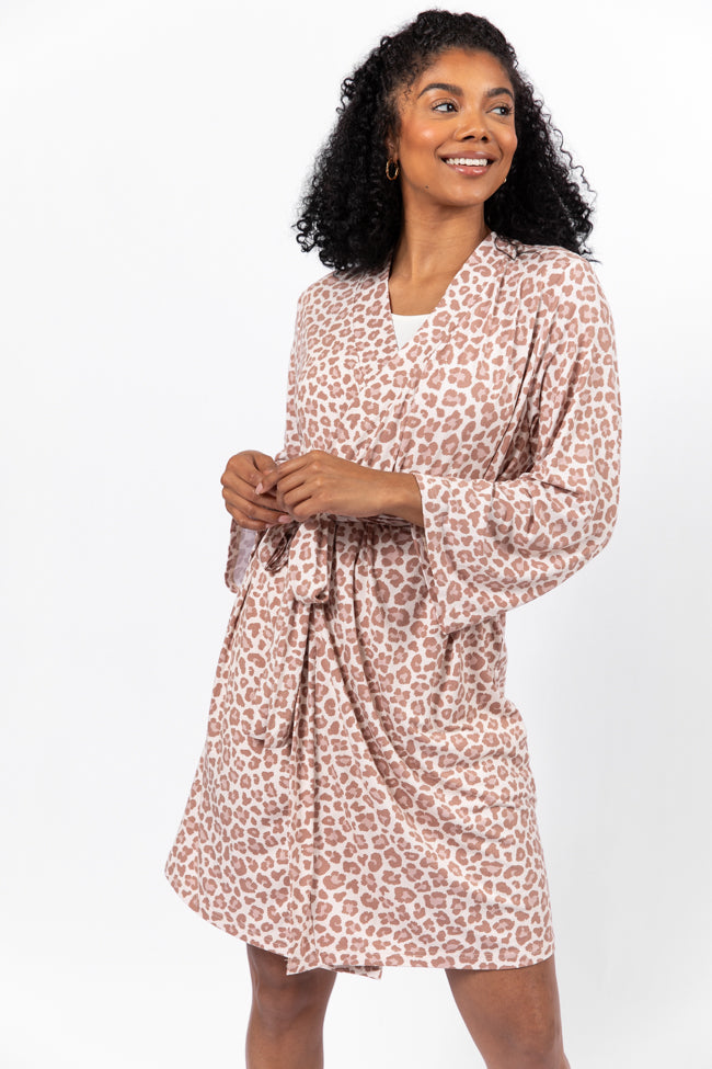 Dreamy Neutral Leopard Print Pajama Robe - Soft & Cozy Sleepwear for Women | Perfect for Lounging, Spa Days & Relaxing at Home
