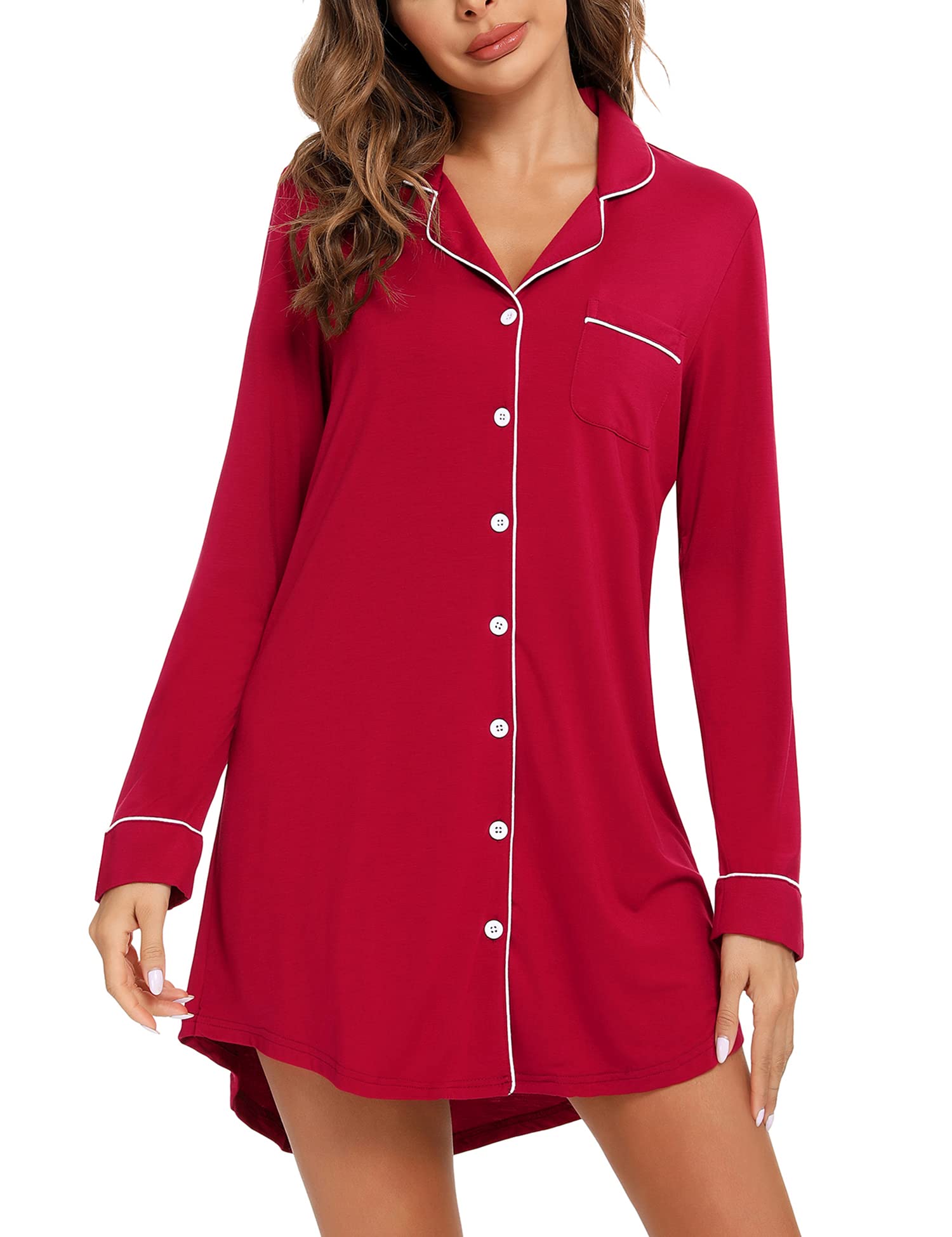 **Leikar Maternity Nightgown for Women - Soft Nursing Pajamas with Long Sleeves, Comfortable Sleepshirt for Pregnancy & Breastfeeding - Perfect for Nighttime Comfort & Nursing at Home**