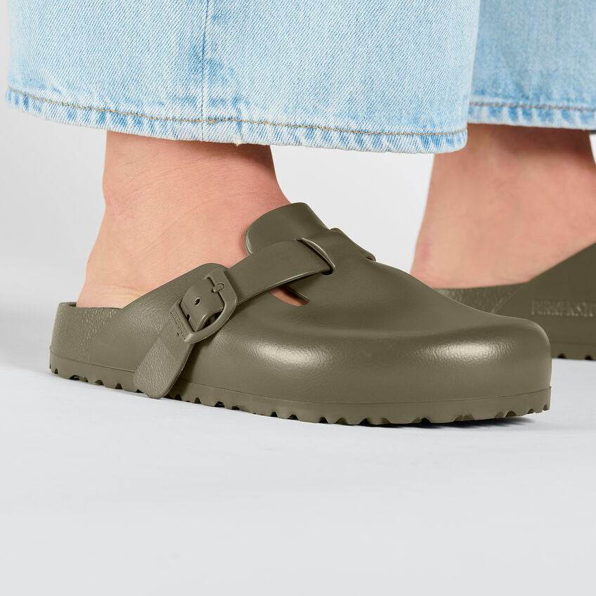 Birkenstock Boston Essentials EVA Clogs for Men & Women | Comfortable Slip-On Shoes in Faded Khaki | Perfect for Home, Office & Outdoor Wear