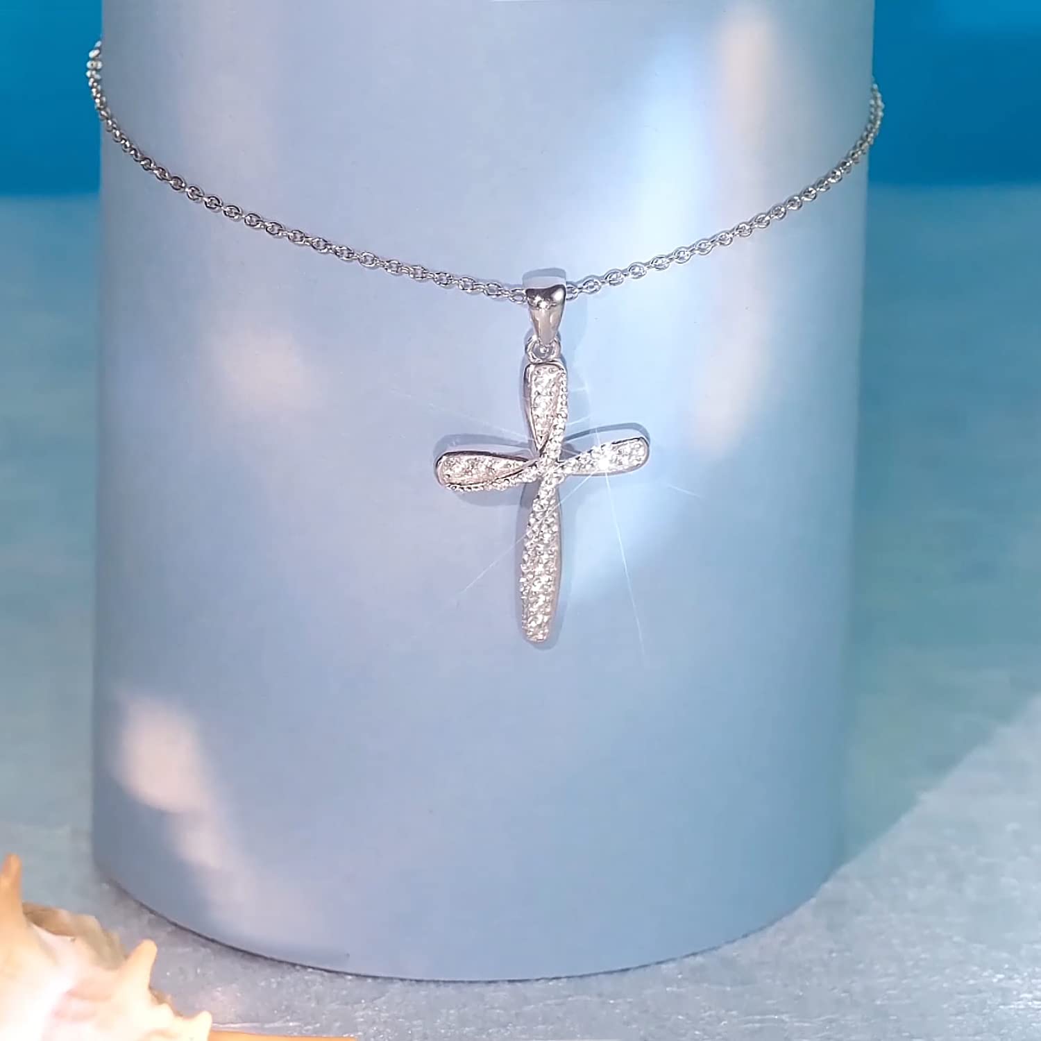 925 Sterling Silver Cross Pendant Necklace for Women - Elegant Religious Jewelry Gift for Mom, Her, Mother's Day, Baptism, Confirmation & Everyday Wear