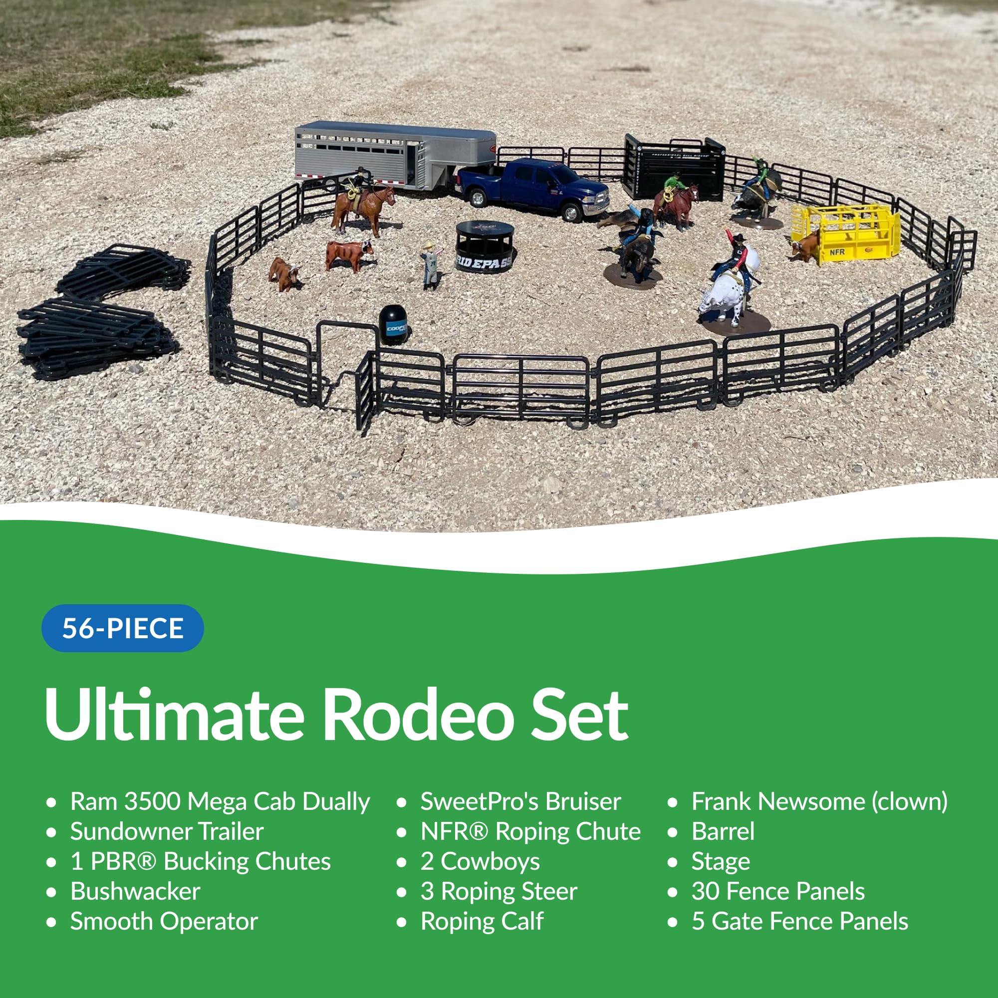 Big Country Toys 56-Piece Ultimate Rodeo Playset - Cowboy Action Figures & Toy Set for Kids - Wild West Adventure Playset for Pretend Play & Birthday Gifts