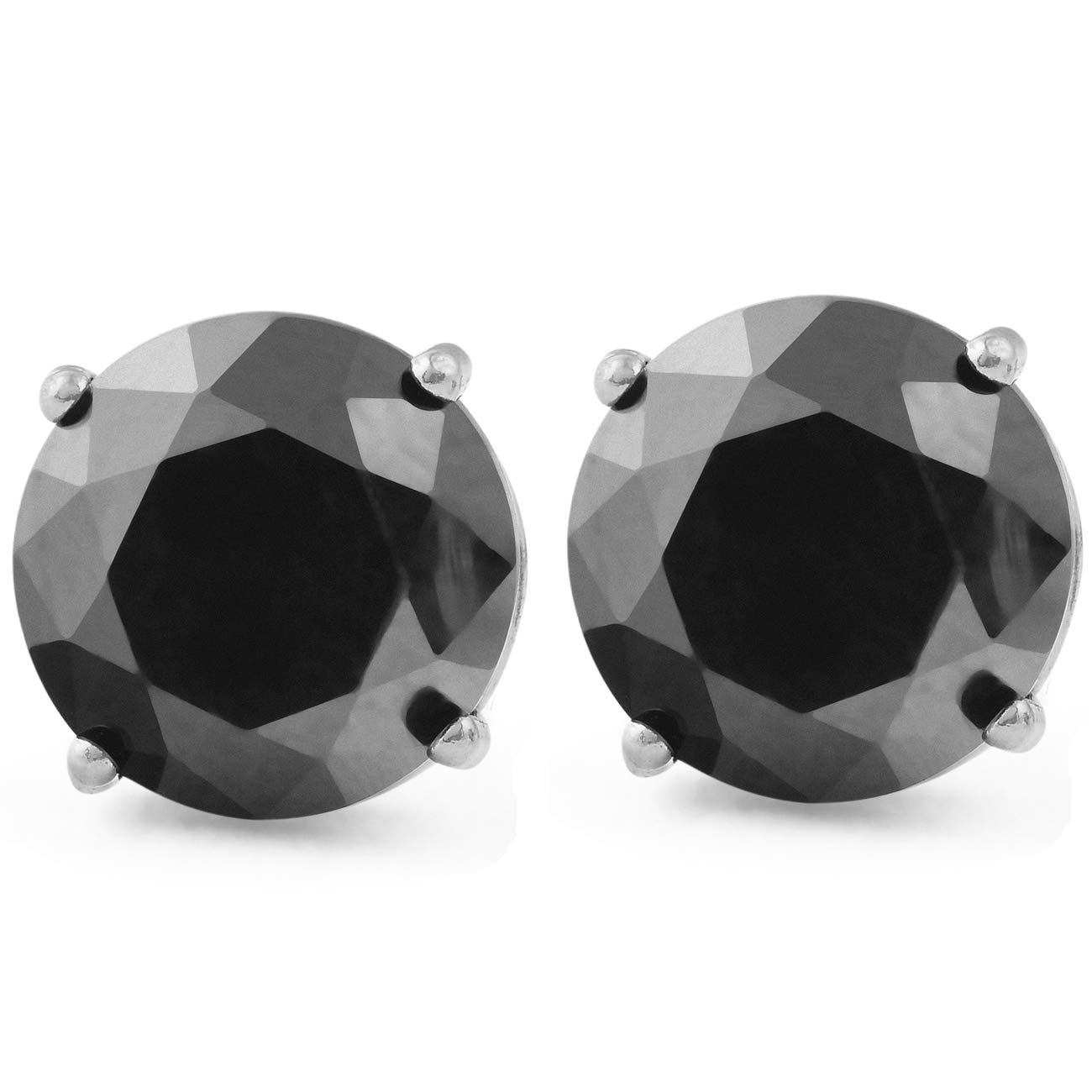 2.5ct Black Diamond Stud Earrings for Women in 14K White Gold - Elegant & Timeless Jewelry for Everyday Wear, Parties & Special Occasions