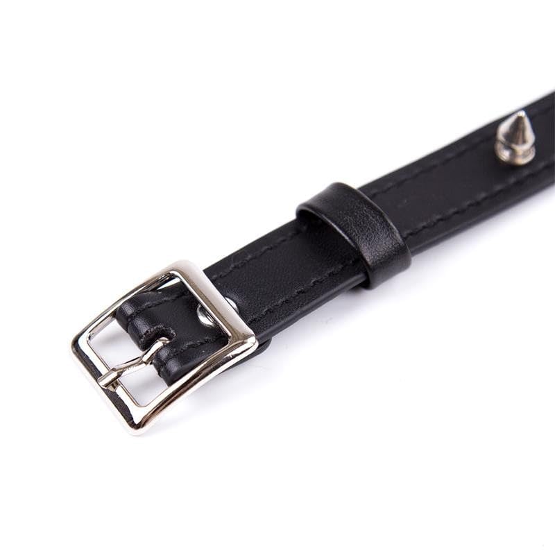 Spiked Dog Collar with Mushroom Rivets - Adjustable Soft PU Leather Studded Pet Collar for Small Dogs, Puppies & Cats - Black Punk Style for Daily Walks, Training & Fashion Accessories
