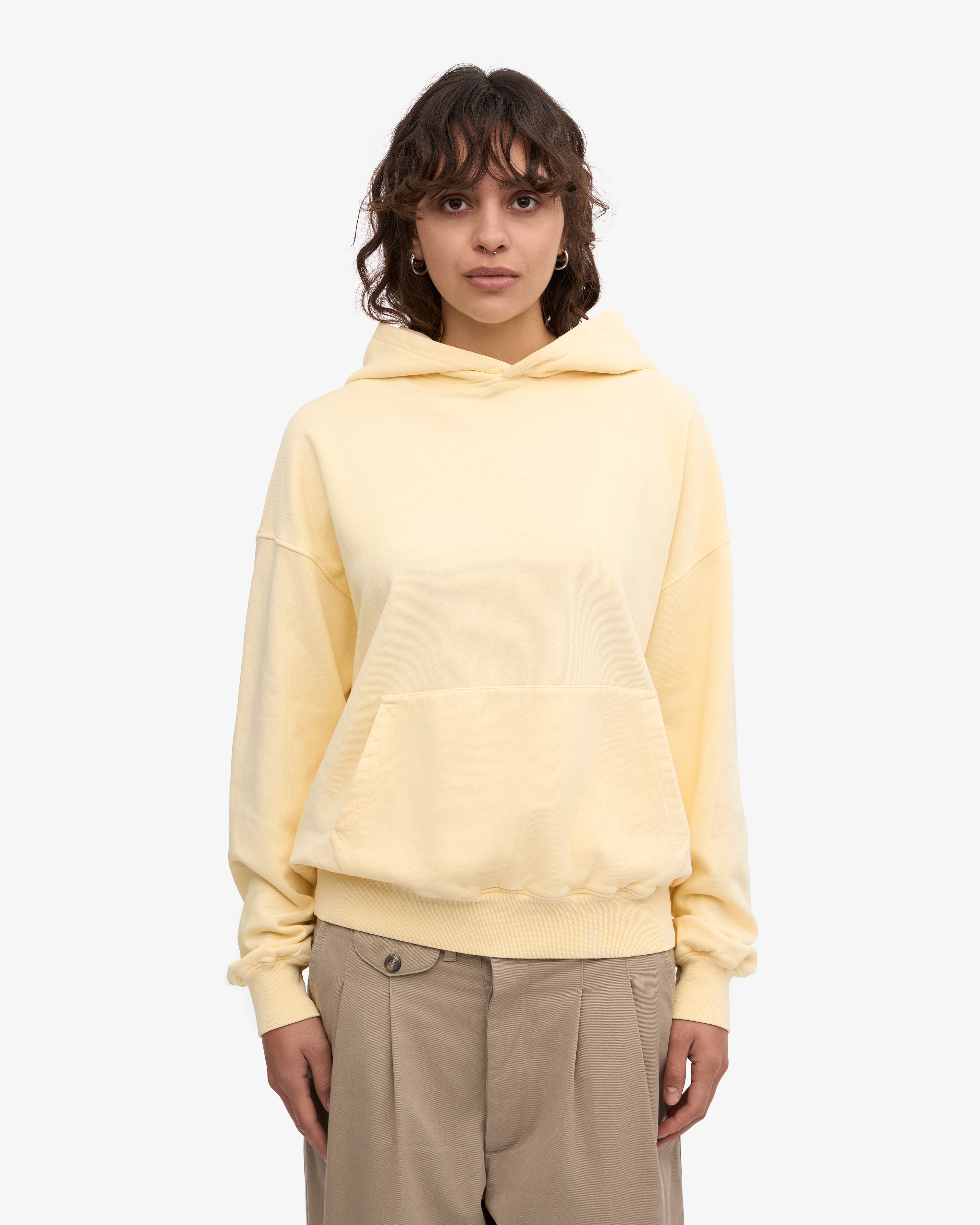Organic Oversized Hoodie - Soft Yellow Unisex Pullover for Men & Women | Cozy Loungewear, Casual Streetwear, and Winter Layering