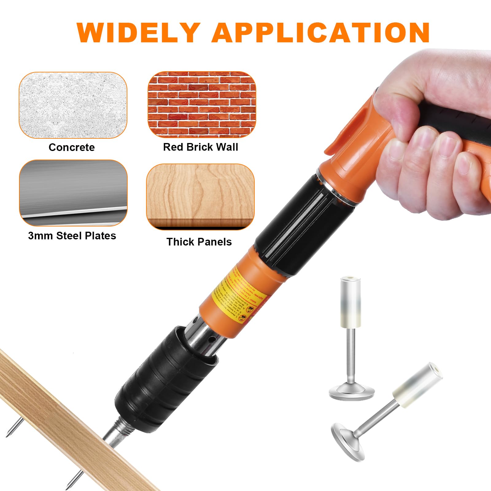 220pcs Concrete Nail Gun Kit - 5 Speed Adjustable Manual Nailer for Woodworking, Cement Walls & Steel Fastening | Portable Nail Gun for Home Decoration, DIY Projects & Construction Work