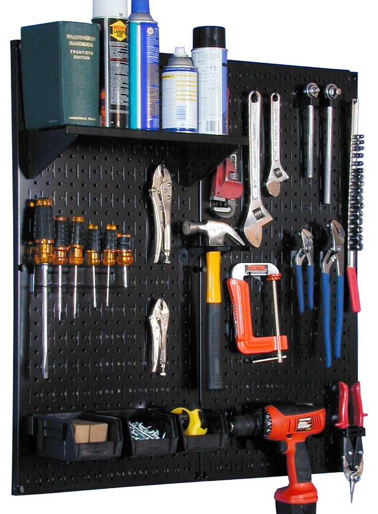 Wall Control Metal Pegboard Utility Tool Storage Kit - Black Pegboard & Accessories for Garage, Workshop, and DIY Projects - Heavy-Duty Organizer for Tools, Supplies, and Equipment