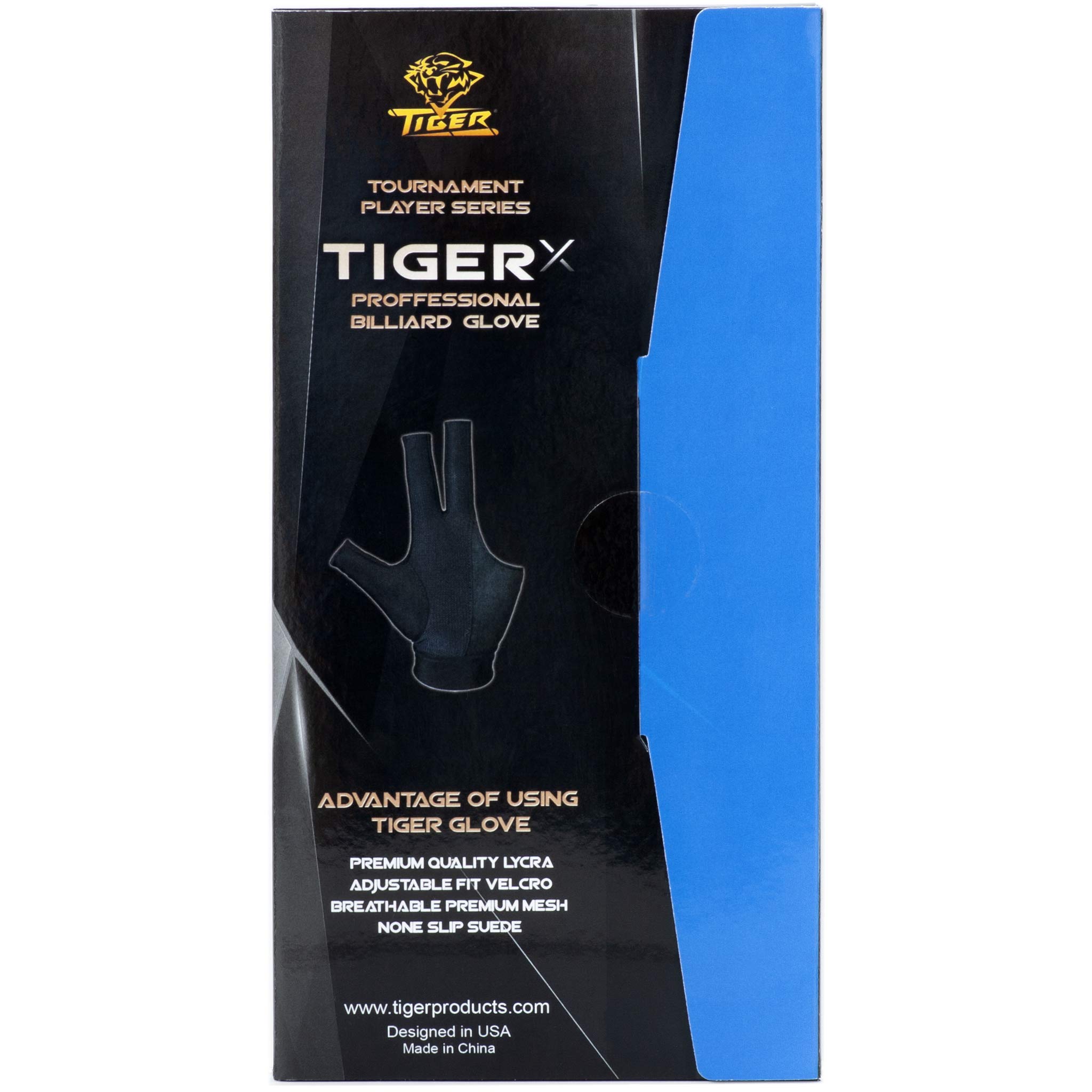 Tiger Products Left Hand Billiard Glove - Black Pool Cue Glove for Precision Shots & Smooth Play - Perfect for Professional & Casual Players
