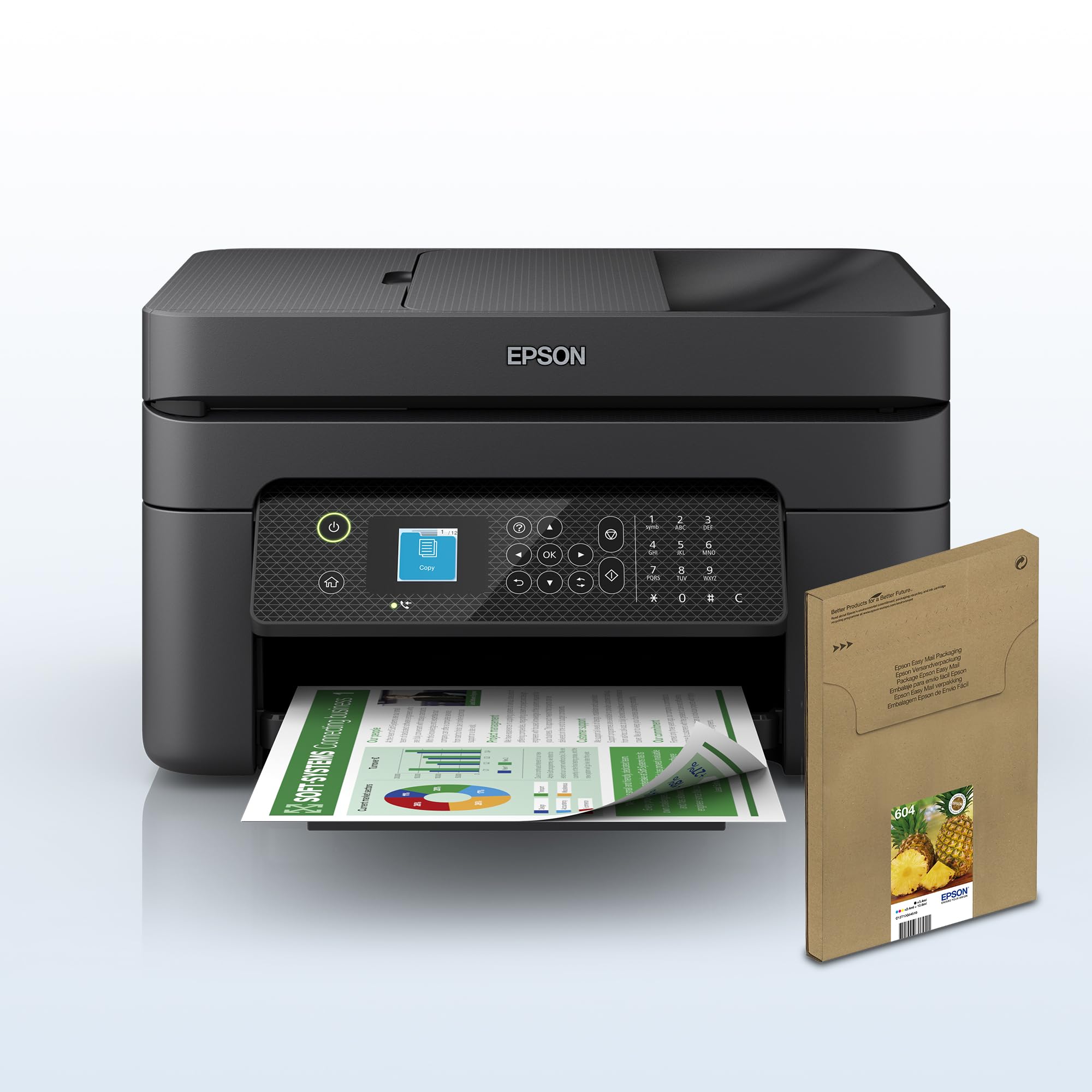 Epson Workforce WF-2930DWF Wireless All-in-One Printer - Print, Scan, Copy with Wi-Fi Connectivity & Bonus Ink Multipack - Perfect for Home Office and Small Business Use