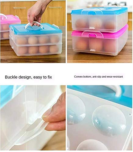 Flipco 12/24/36/48 Grid Plastic Egg Storage Container - Refrigerator Organizer for Fresh Eggs, Kitchen Egg Tray & Crisper - Perfect for Farm Fresh Eggs, Meal Prep & Refrigerator Organization (24 Grid)