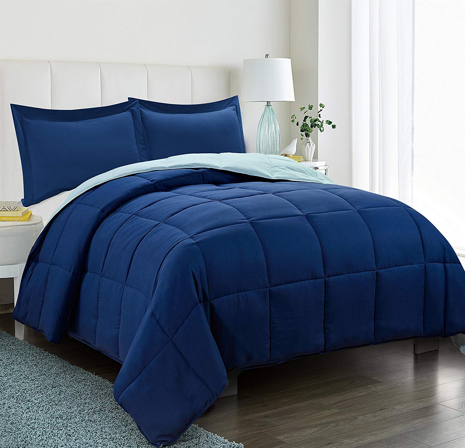 Navy Blue Down Alternative Comforter Twin Size - All Season Soft Fiberfill Duvet Insert - Box Stitched Hypoallergenic Bedding Set | Perfect for Guest Rooms, Dorms & Cozy Bedroom Decor