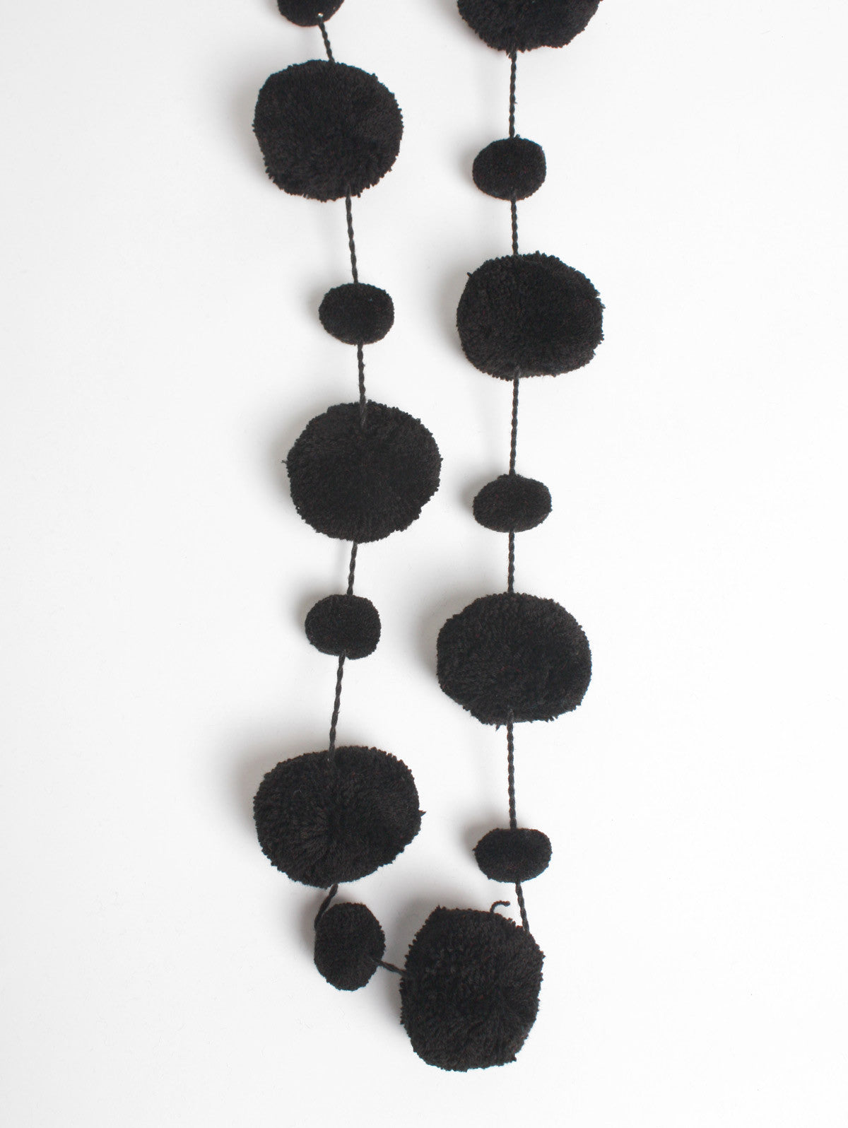 Black Pom Pom Garland for Party Decorations, Baby Showers, Weddings & Home Decor - Soft Yarn Decorative String for Festive Events & Nursery Room