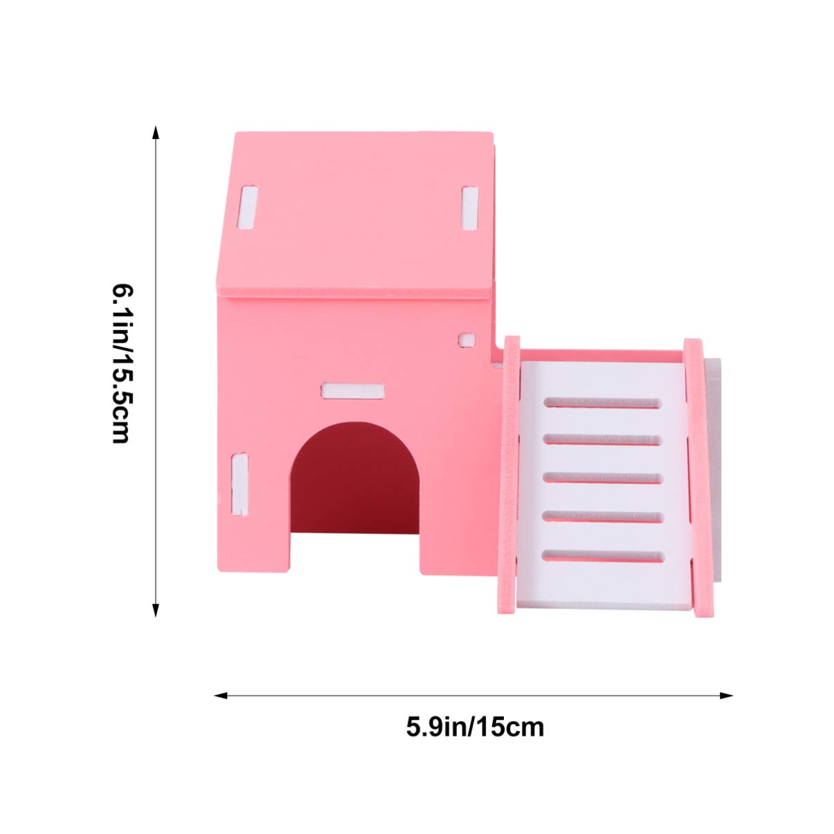 POPETPOP Wooden Hamster House & Hideout - Double-Deck Ladder Villa for Gerbils, Small Pets - Cozy Sleeping & Hiding Habitat for Hamsters, Mice, Dwarf Rabbits - Perfect for Cage Decoration & Pet Playtime