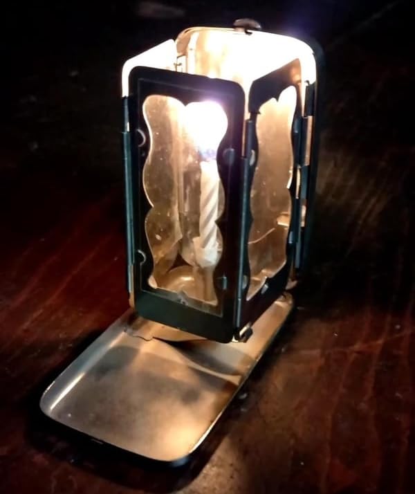 Krogesdiscount Portable Folding Pocket Candle Lantern - Compact Outdoor Camping Light for Hiking, Backpacking, Emergency & Home Decor (1 Pack)