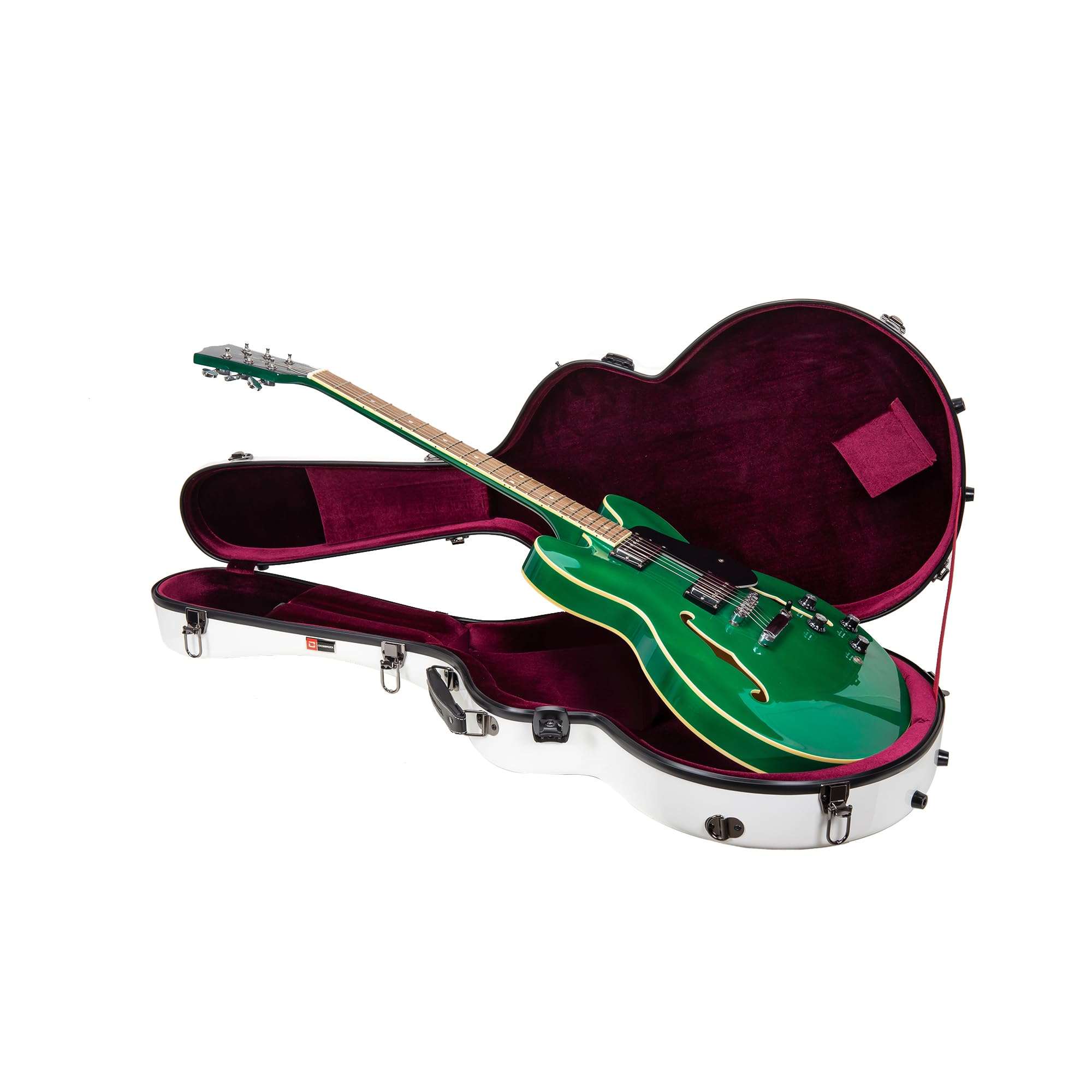 Crossrock Fiberglass Hard Shell Guitar Case with Backpack - White 335 Style | Durable Protection for Acoustic & Electric Guitars | Perfect for Travel, Gigging & Storage