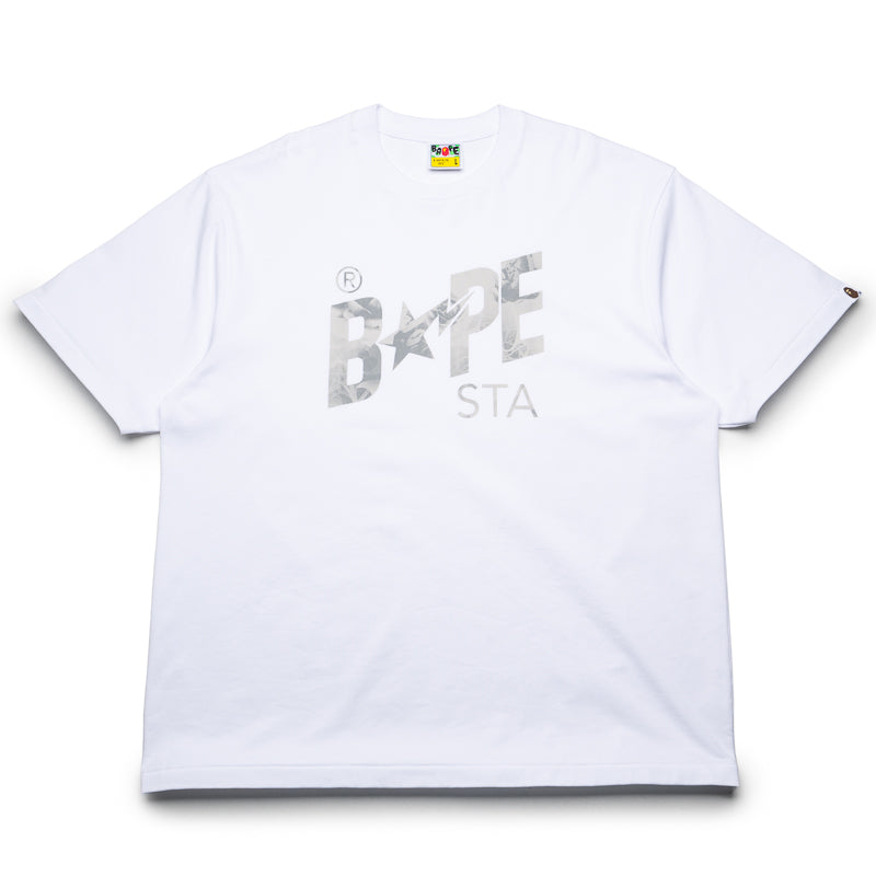 BAPE Floral Camo Logo T-Shirt for Men - White Cotton Streetwear Tee | Perfect for Casual Wear & Urban Fashion