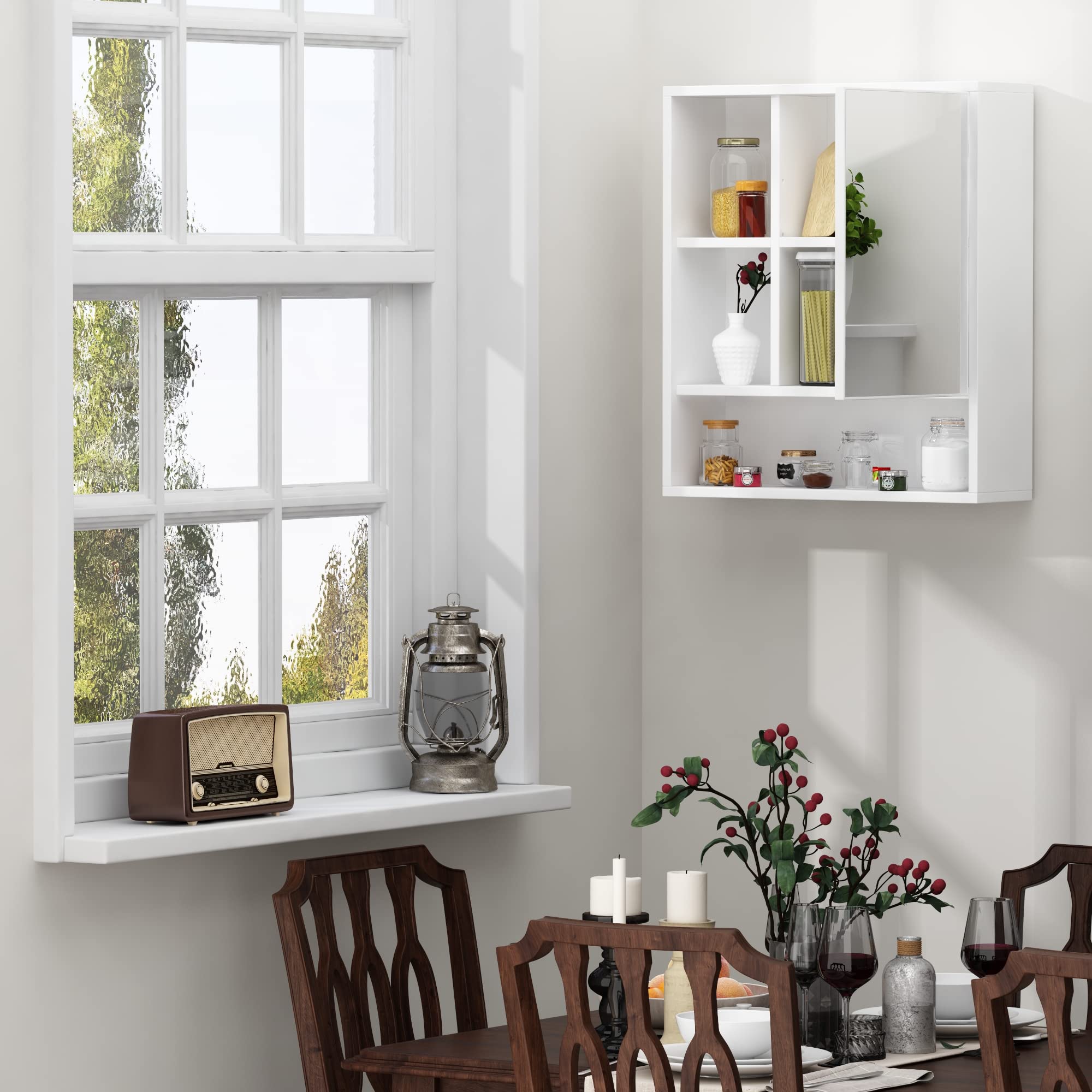 ChooChoo White Bathroom Wall Mirror Medicine Cabinet - Single Door with Adjustable Shelf, Space-Saving Over-The-Toilet Storage Organizer for Bathroom Essentials | Perfect for Small Bathrooms, Powder Rooms & Apartment Living