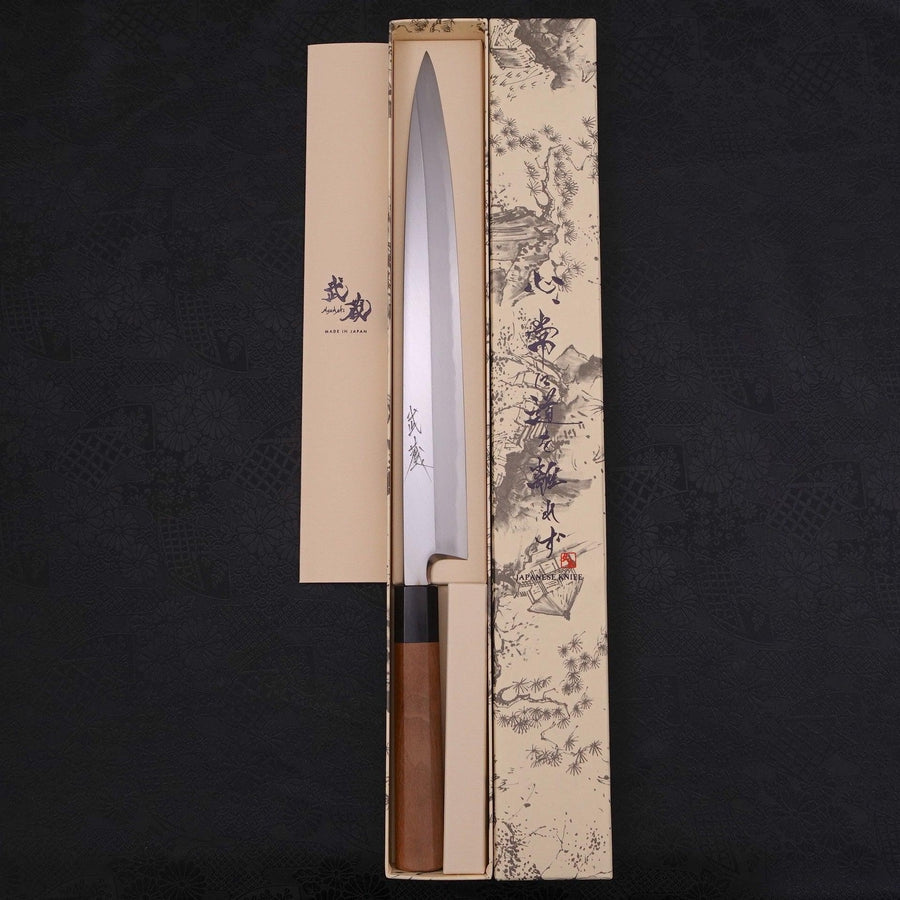 Premium Yanagiba Sushi Knife - Blue Steel #2 Kasumi Finish with Walnut Handle 300mm - Ideal for Sushi Chefs & Japanese Cuisine Lovers