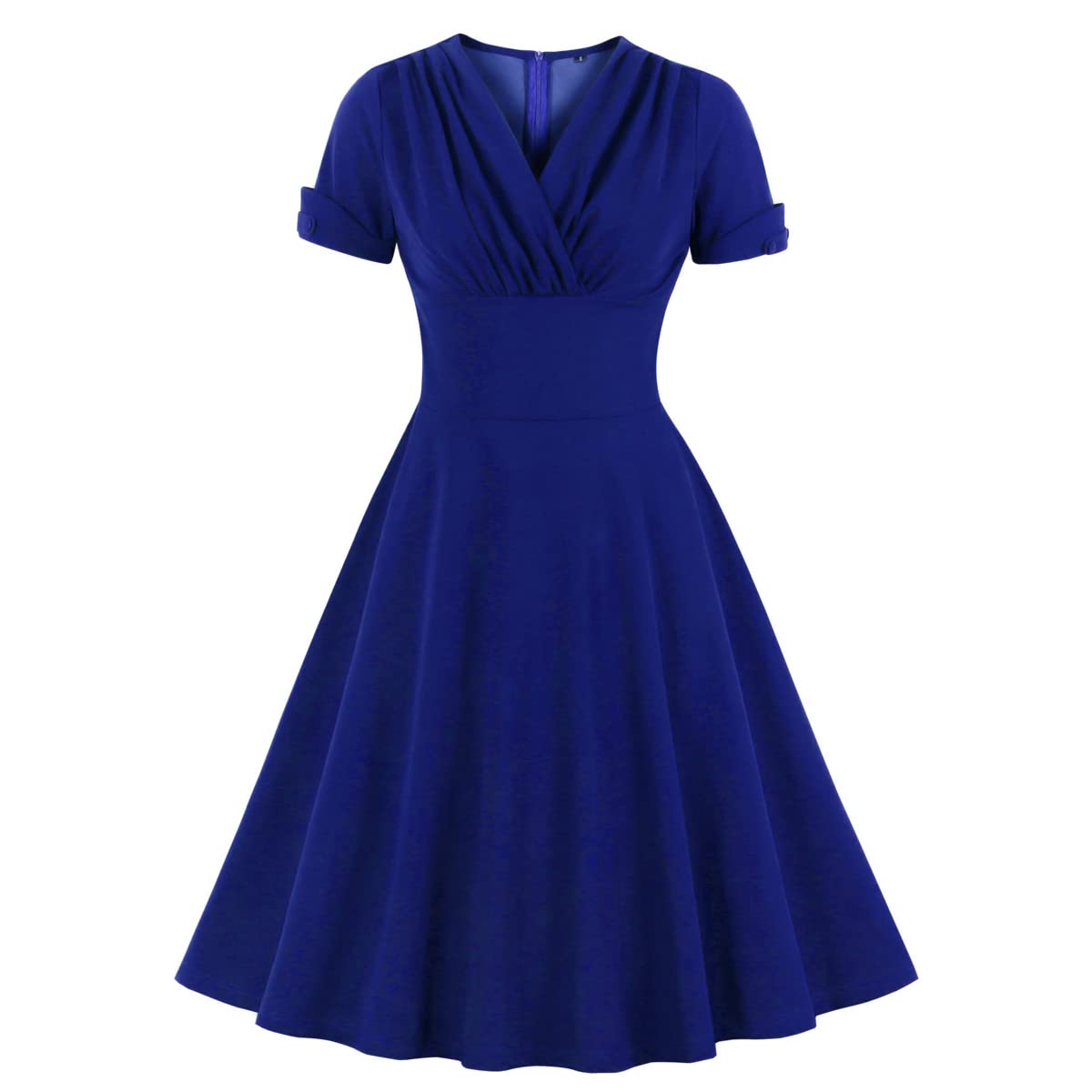 Wellwits Women's Vintage Ruched Wrap Dress for Work & Cocktail Parties - Elegant Office Attire & Evening Events