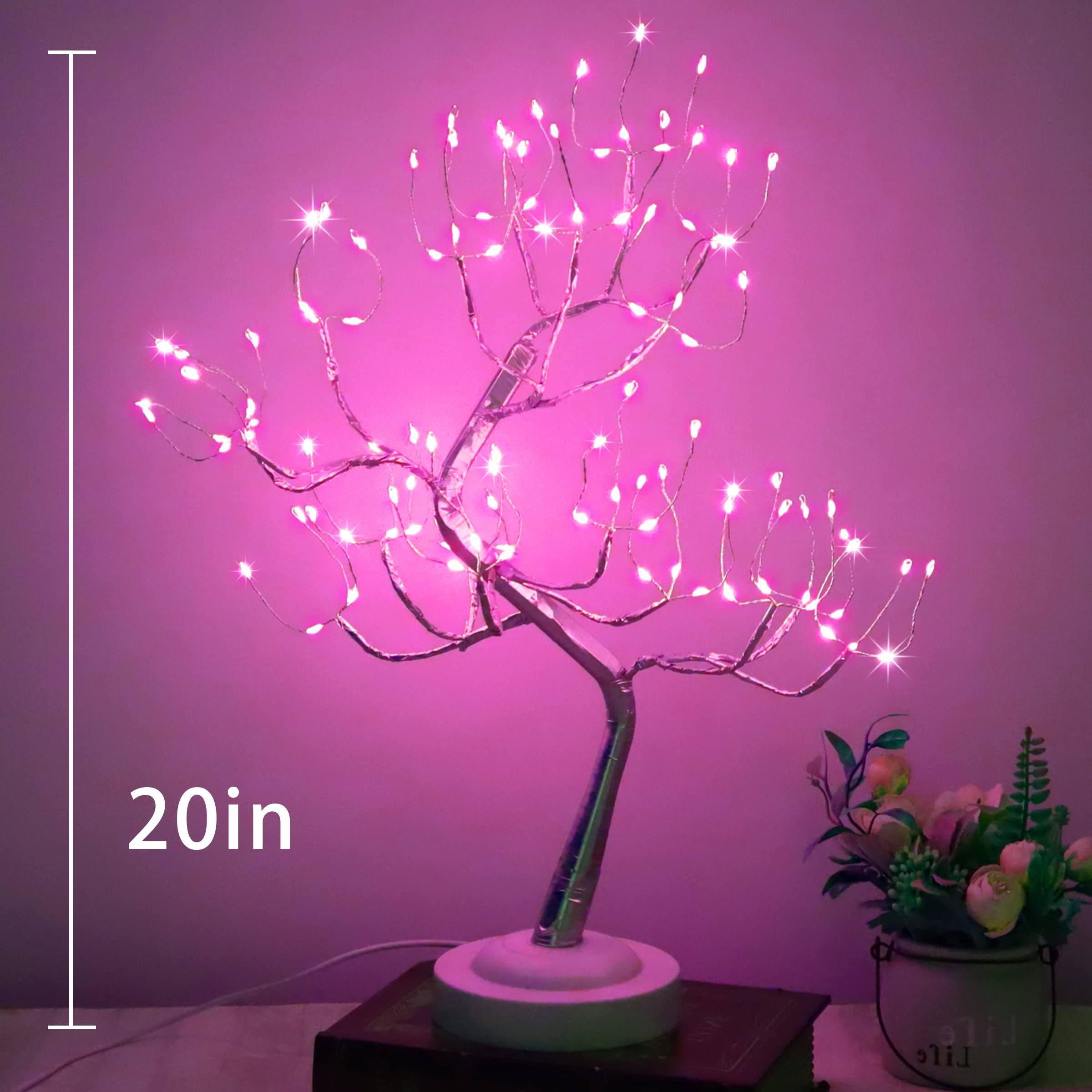108 LED Pink Fairy Tree Lamp - USB/Battery Powered with Timer, 20 Inch Romantic Table Decor for Mother's Day, Bedroom, Wedding & Party Decoration