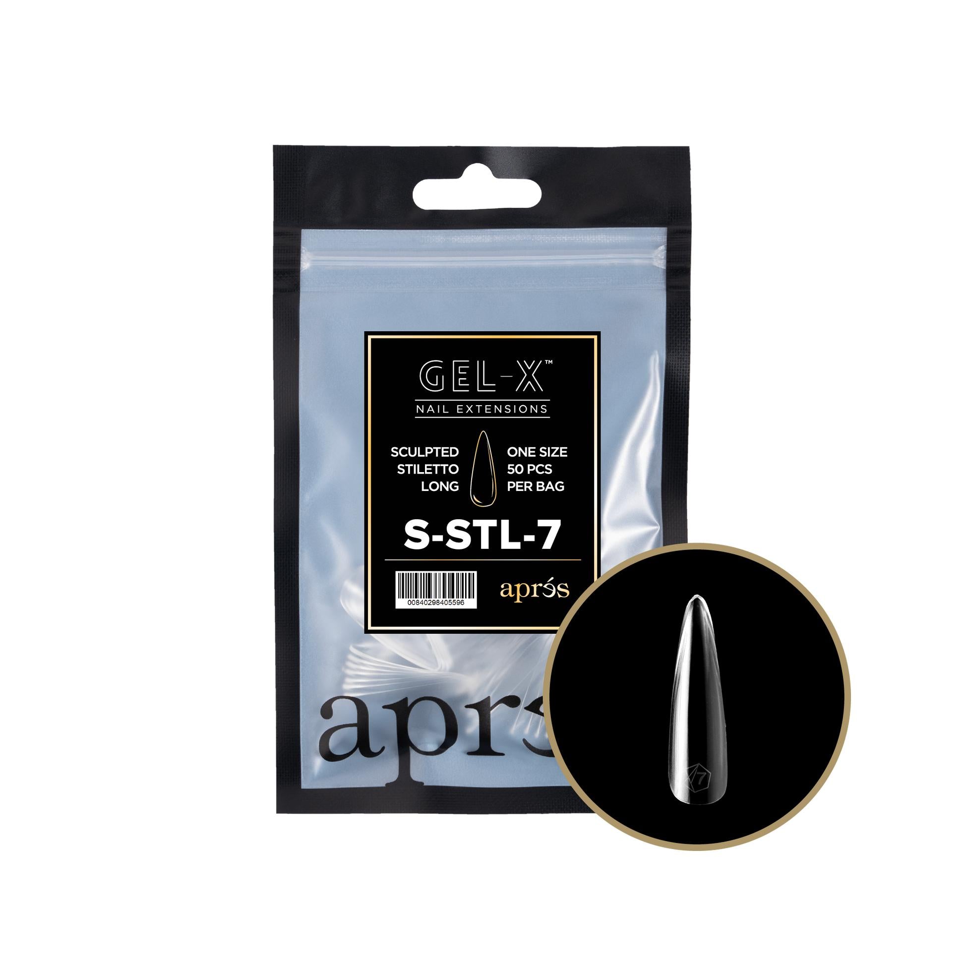 Apres Gel X 2.0 Refill Bags - Sculpted Stiletto Long Nail Tips (50 Pcs) | Professional Salon Quality | Perfect for DIY Manicures, Nail Extensions & Special Occasions