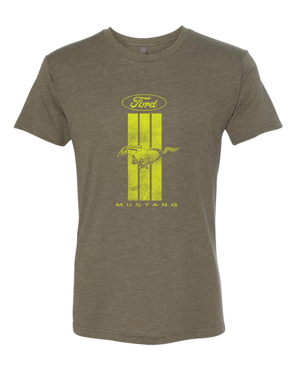 Premium Tri-Blend T-Shirt for Men - Green Striped Ford Mustang Cars & Trucks Design | Casual Wear & Car Enthusiast Gift