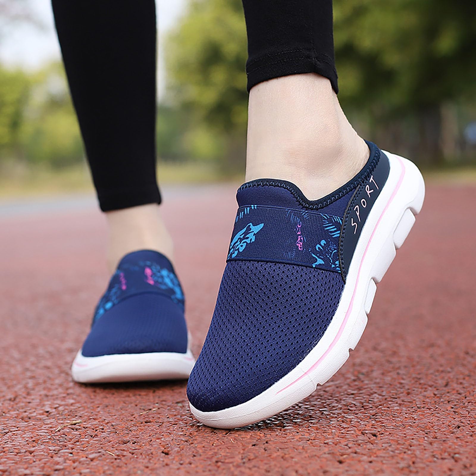 Women's Backless Slip-On Sneakers - Breathable Summer Walking Shoes with Wedge Heel | Wide Width Casual Loafers for Women | Perfect for Outdoor Activities, Travel & Everyday Wear