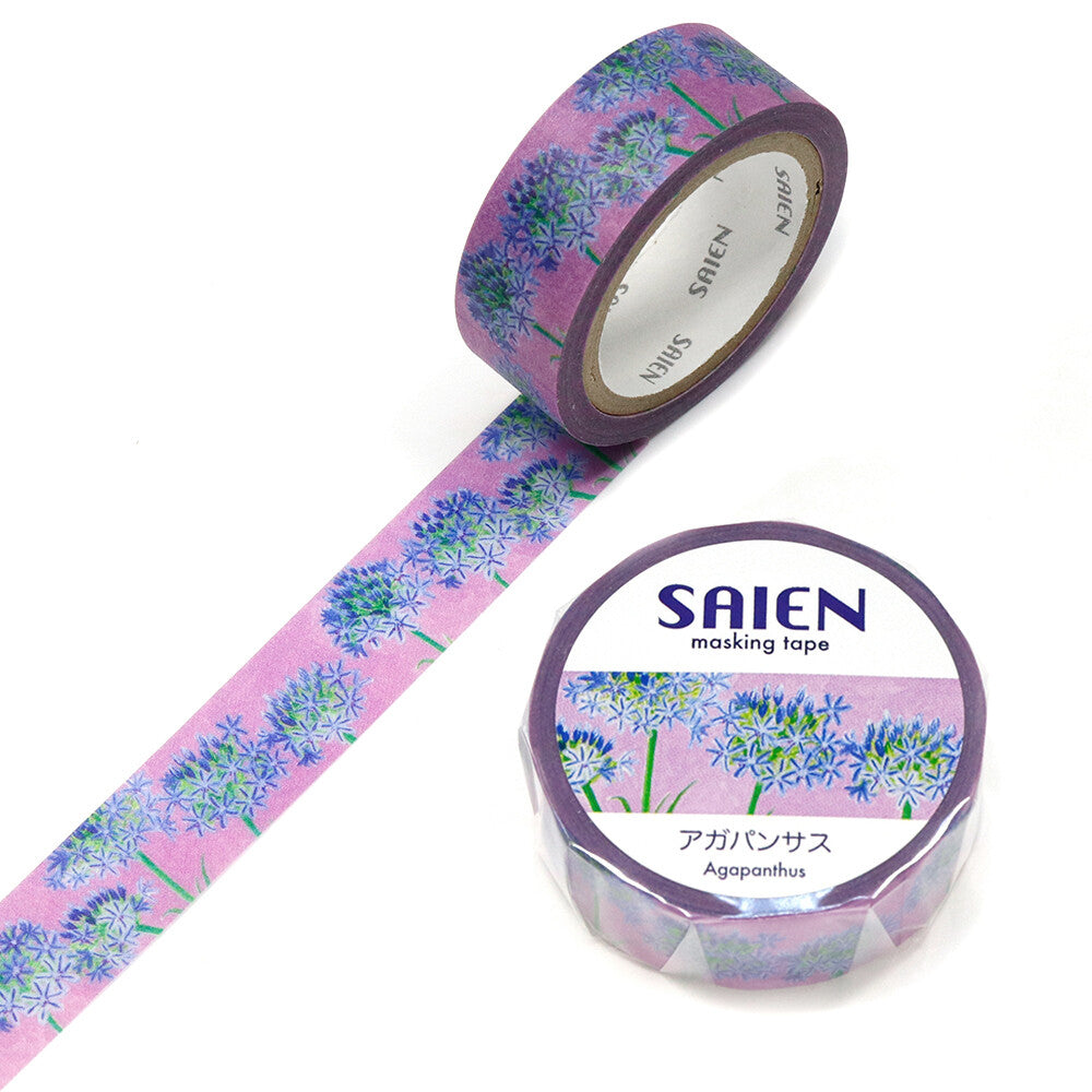 Decorative Agapanthus Washi Tape for Scrapbooking, Journaling & DIY Crafts - Floral Japanese Paper Tape for Bullet Journals, Gift Wrapping & Home Decor