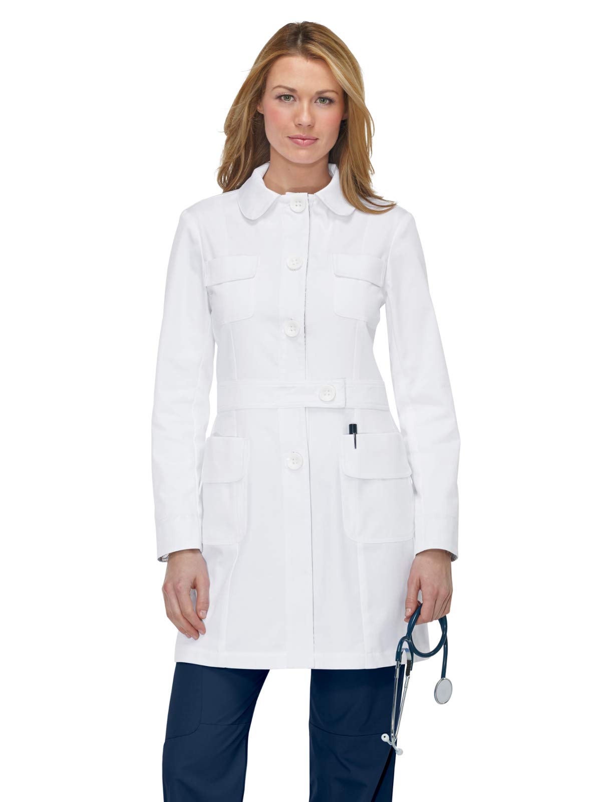 KOI Geneva Lab Coat - Premium White Doctor Coat for Medical Professionals & Students - Perfect for Hospitals, Clinics & Science Labs