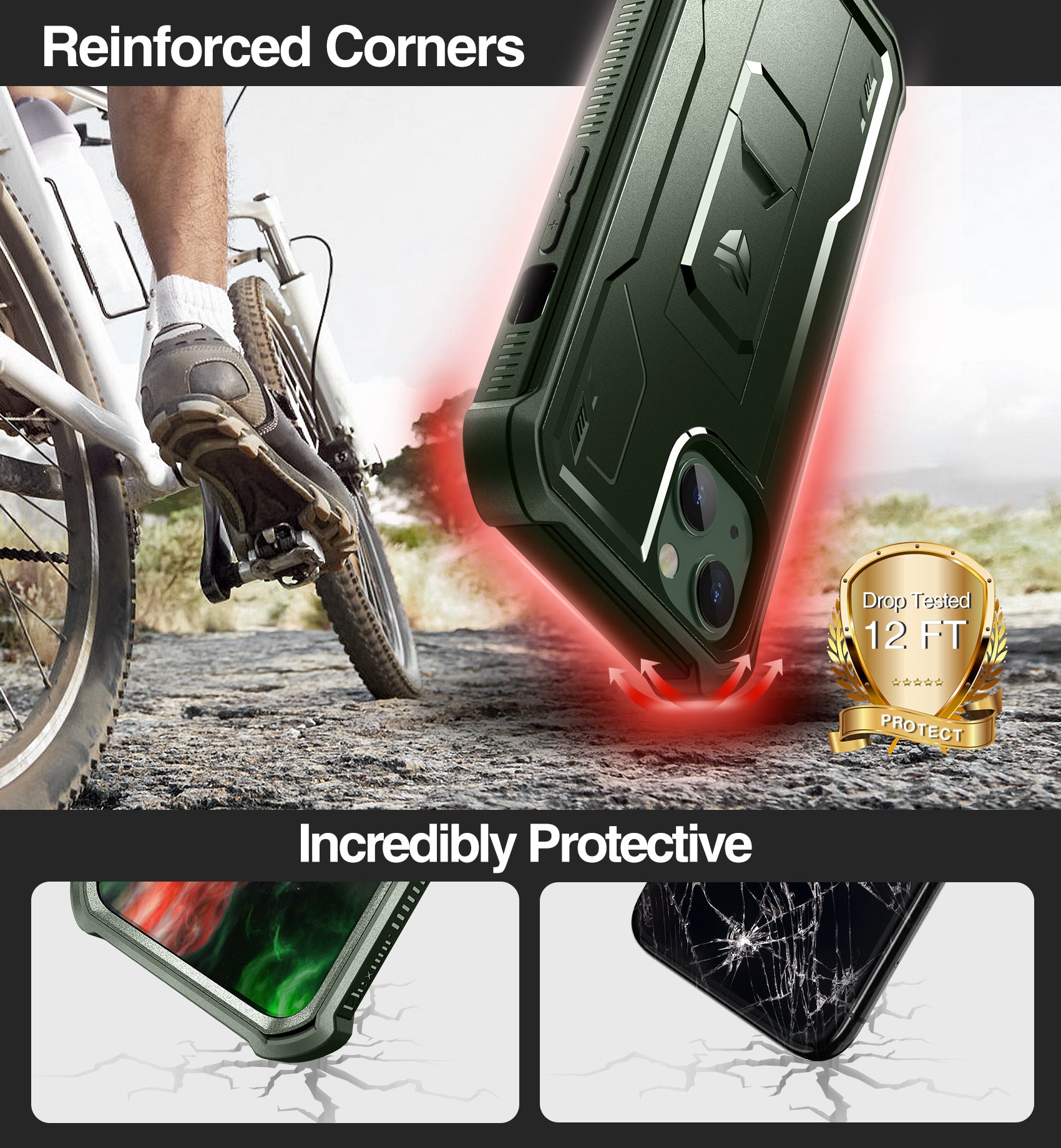 Dexnor Heavy Duty Shockproof iPhone 14/13 Case with Built-in Screen Protector & Adjustable Kickstand - Perfect for Outdoor Adventures, Work, and Travel Protection