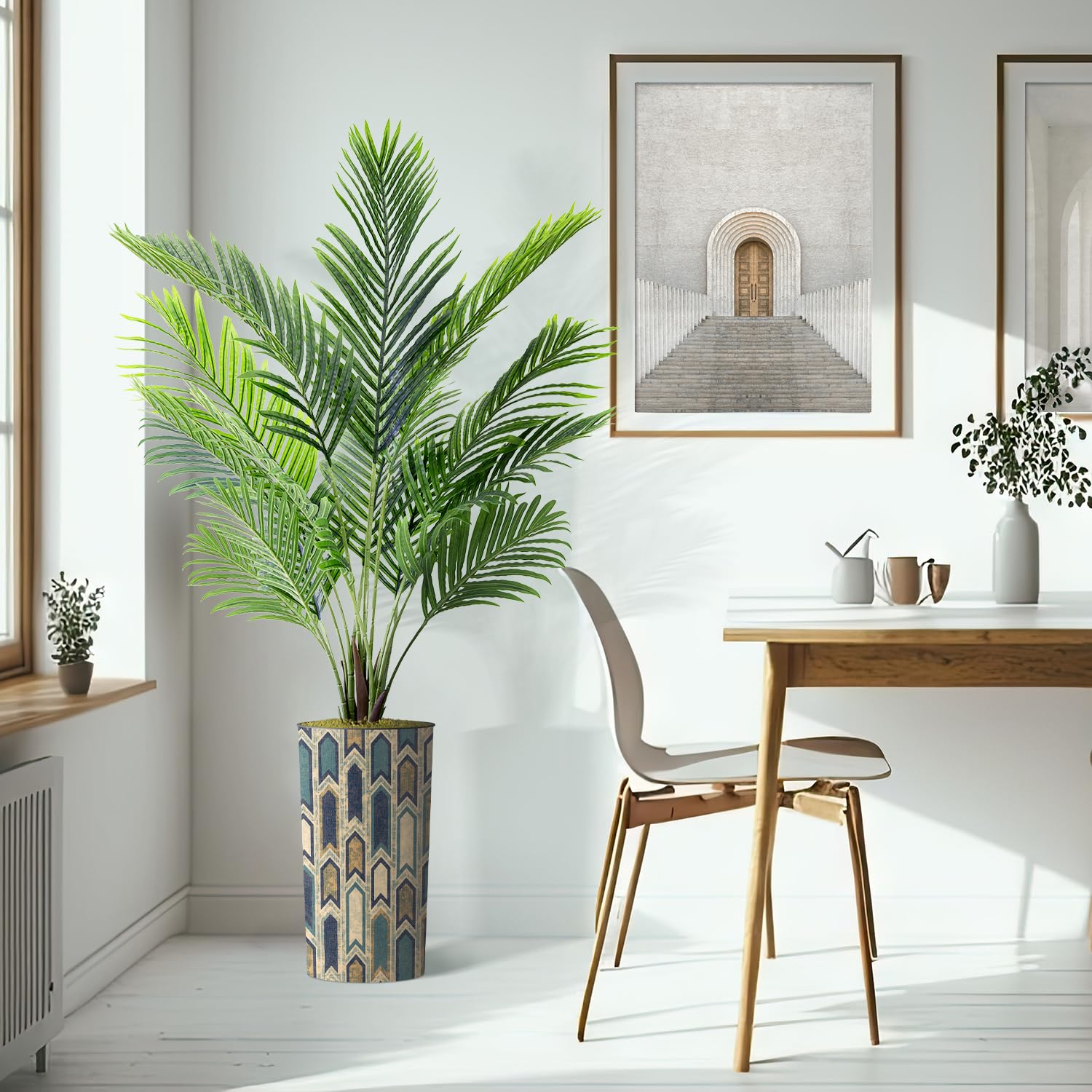 Modern Artificial Areca Palm Tree in Geometric Planter - 66