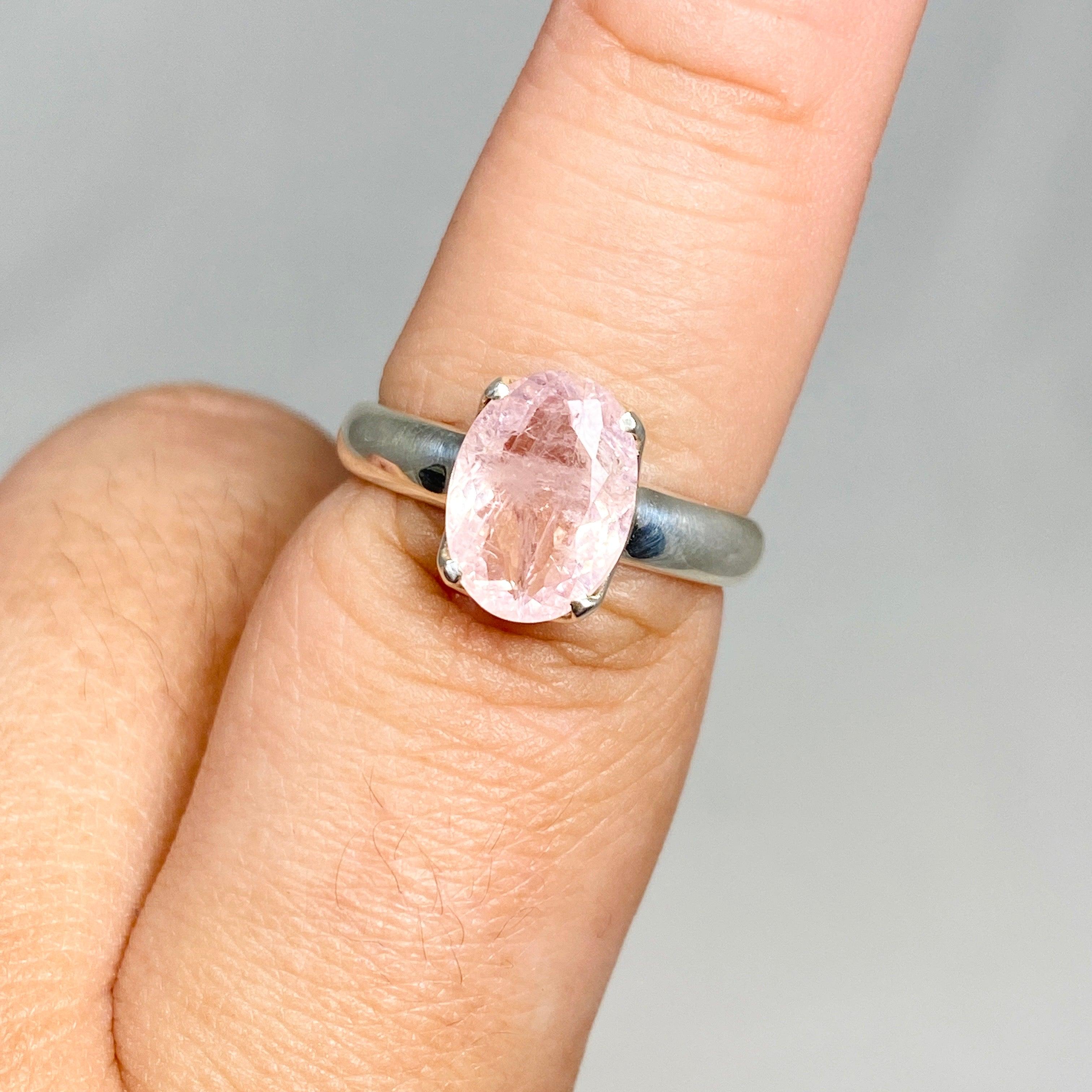 Morganite Faceted Oval Ring Size 9.5 PRGJ439 - Elegant Pink Gemstone Jewelry for Women, Perfect for Engagement, Wedding & Anniversary Gifts