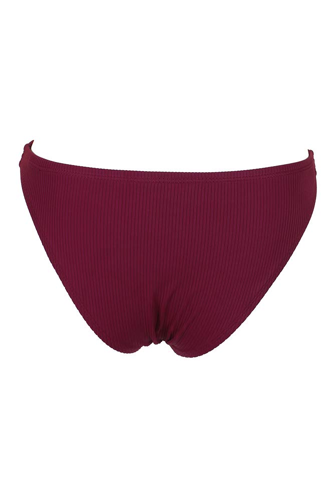 California Waves Juniors XL Purple Ribbed Bikini Bottom - High Waisted Swimwear for Women, Perfect for Beach Vacations, Pool Parties & Summer Getaways