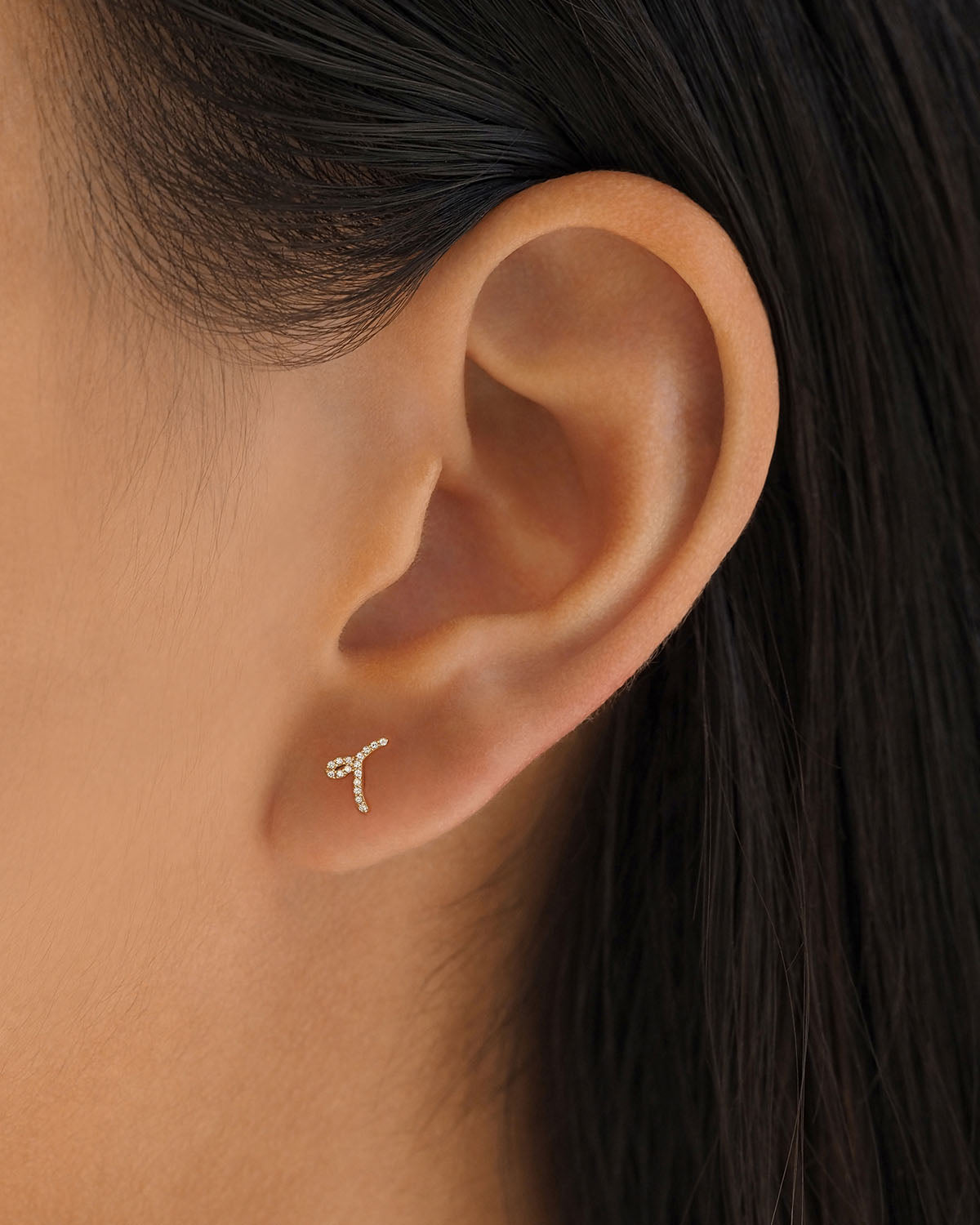 14K Solid Gold Forever Love Diamond Letter Earrings for Women - Dainty Initial Alphabet Studs for Everyday Wear, Gift for Her, Anniversary & Valentine's Day Jewelry
