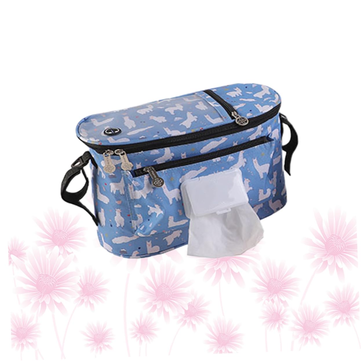 Wakauto 3-Piece Stroller Organizer Bag - Blue Pram Storage Container with Multiple Pockets | Perfect for Diapers, Bottles & Baby Essentials | Ideal for Shopping, Travel & Daily Walks