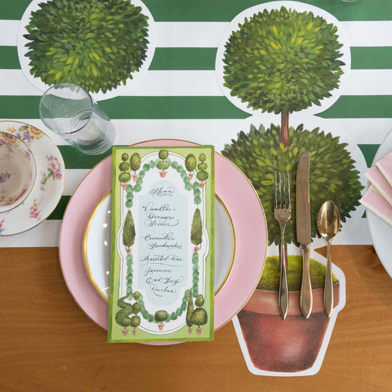 Elegant Die-Cut Topiary Pair Placemats - Set of 2 Decorative Table Mats for Dining Room, Kitchen, or Party Decor