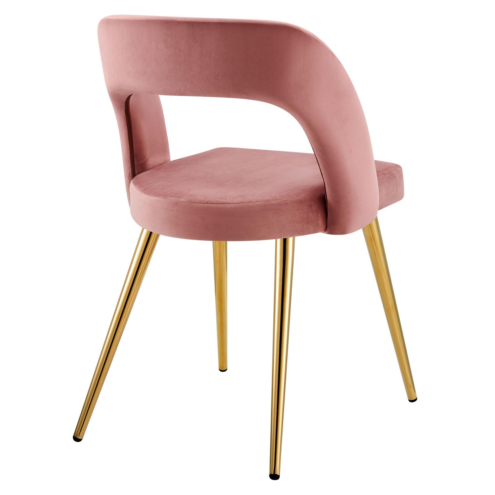 Modway Performance Velvet Dining Chairs - Set of 2, Gold Dusty Rose Upholstered Seats for Kitchen, Dining Room & Home Decor