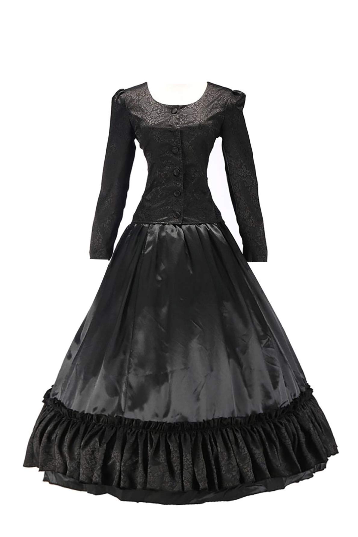 XOMO Elegant Victorian Gothic Ball Gown Dress - Long Sleeve Civil War Style Vintage Dress for Cosplay, Historical Reenactment & Themed Parties