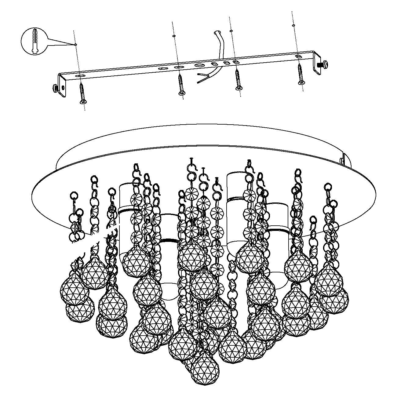 Eglo Almonte Chrome & Clear Crystal Glass Flush Mount Bathroom Ceiling Light Fixture - Modern Vanity Lighting for Bathroom, Powder Room & Hallway